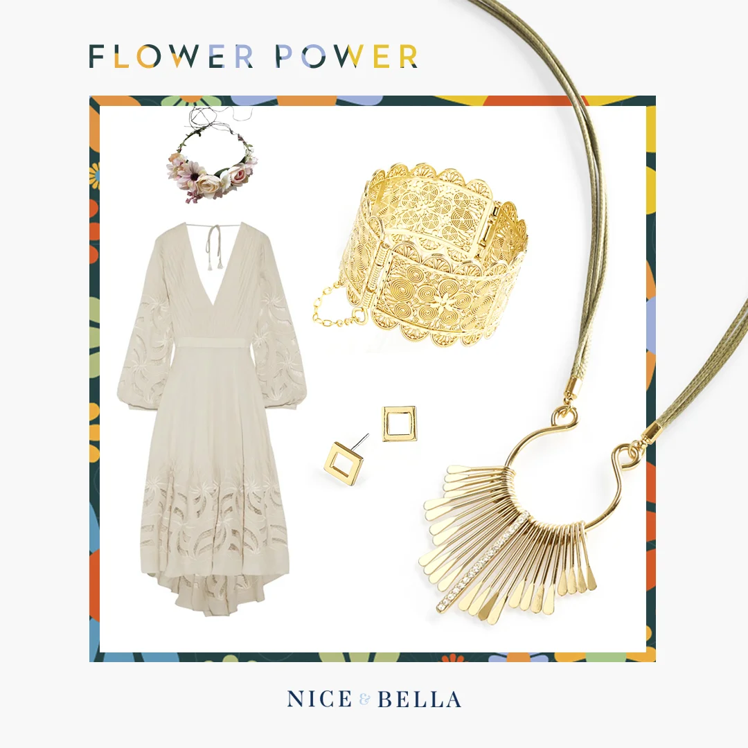 Gold bracelet (317726), Choker necklace (317724), Geometric earrings (317723L)