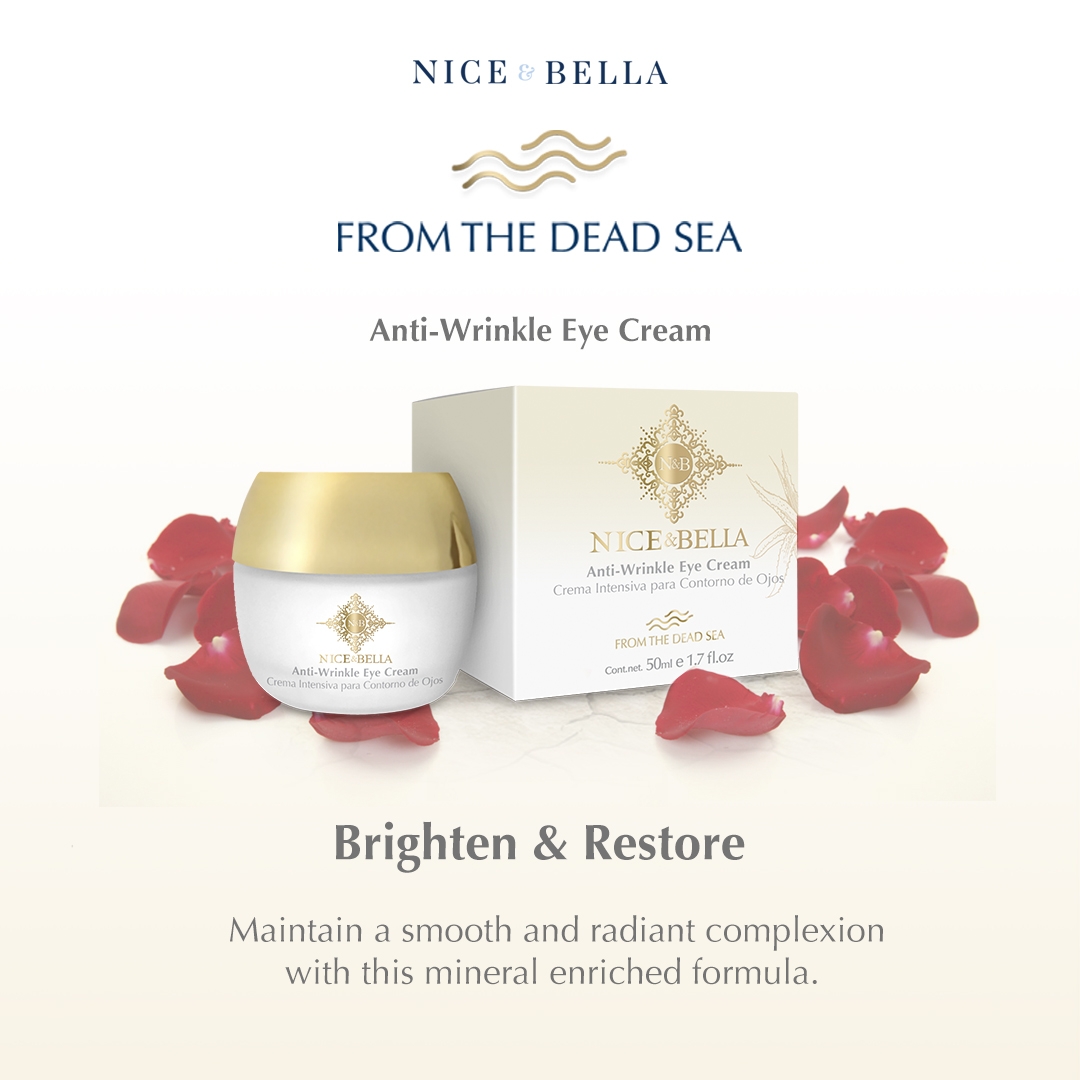  Being under the sun can strain your eyes and cause wrinkles. Use our anti-aging cream to help prevent them! Enriched with natural oils and Dead Sea minerals, it aids in maintaining smooth, radiant skin around the eyes, the area most affected by fine