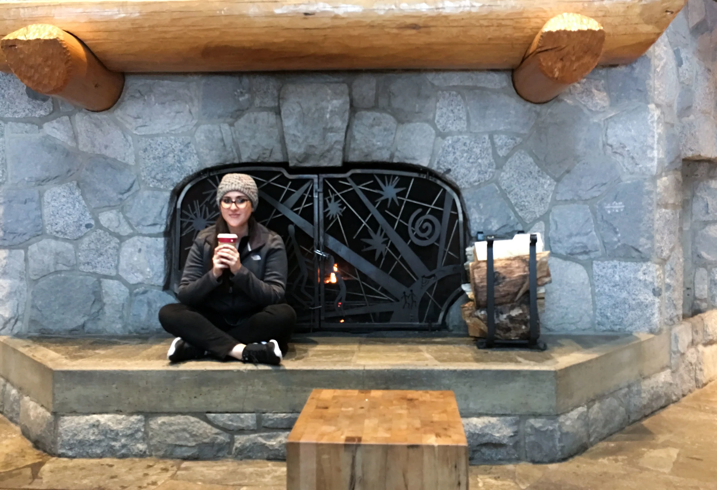 Crappy phone photo of this incredibly large and awesome fireplace at a ski resort in Canada!