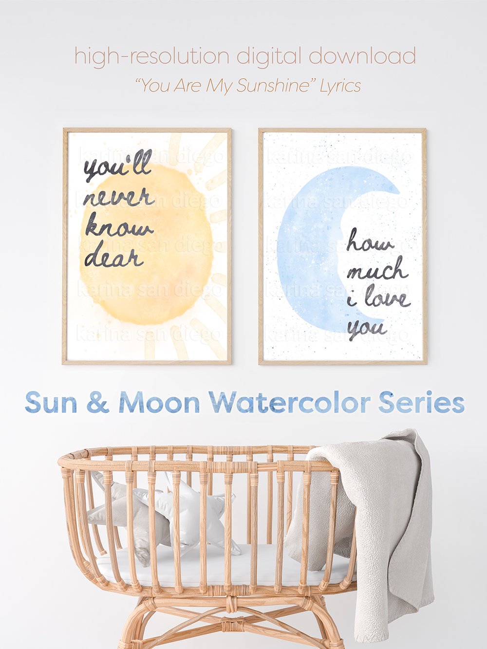 You Are My Sunshine Lyrics - Printable Nursery Watercolor Wall