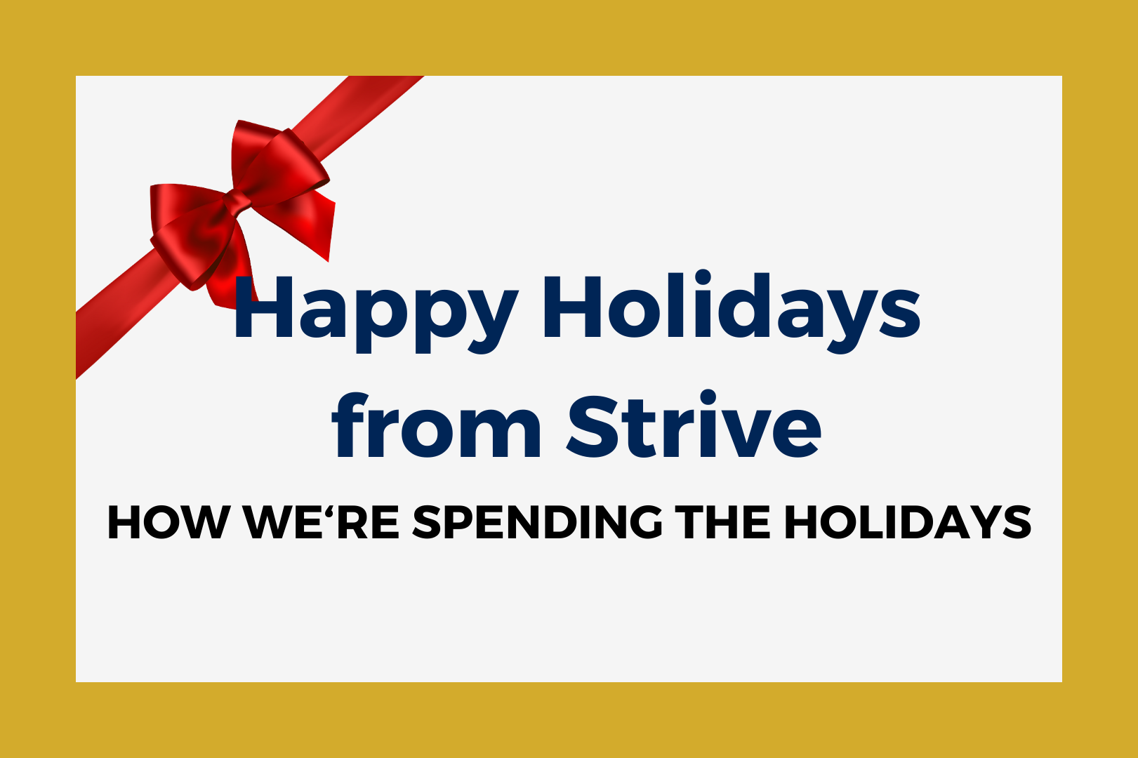 Happy Holidays From Strive - How we're spending Christmas