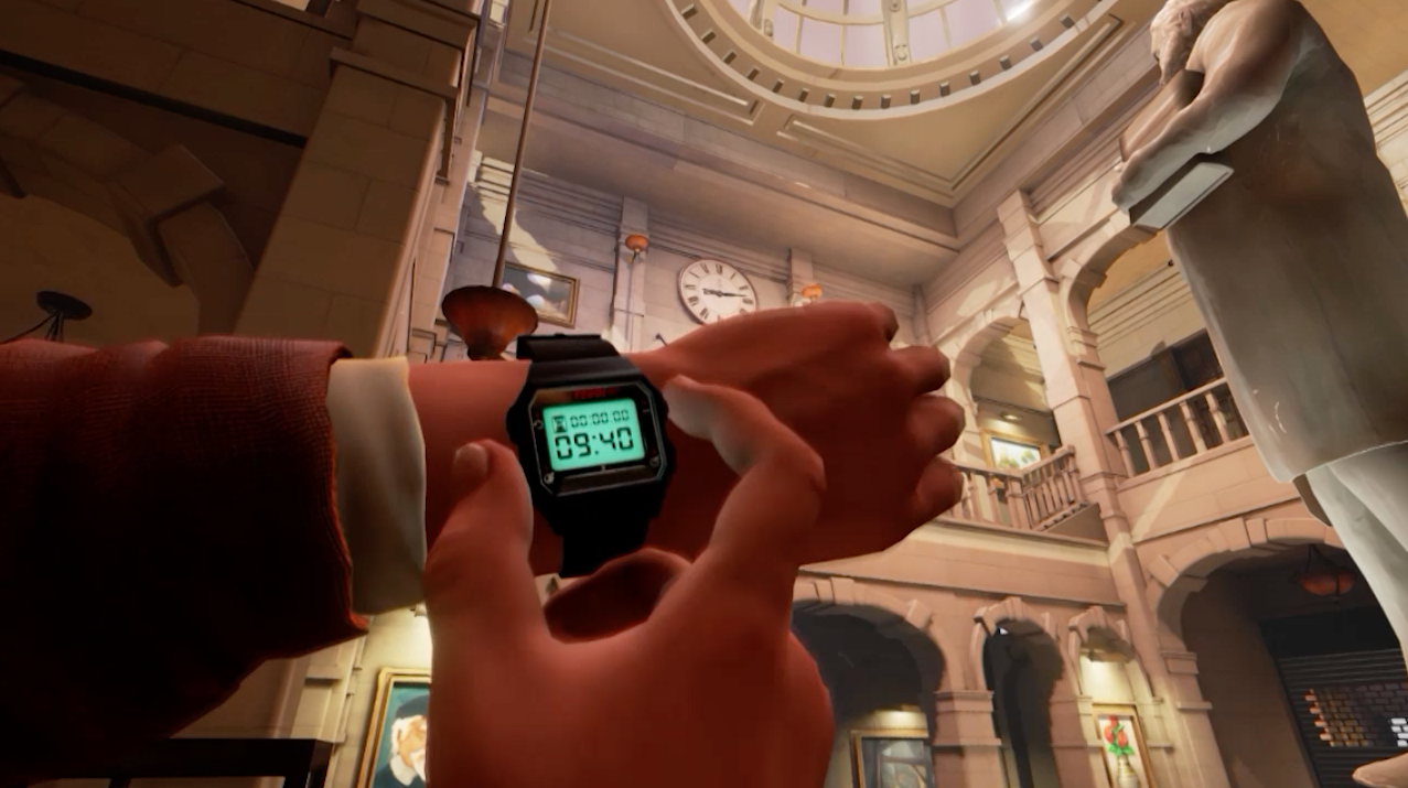 An early shot to emphasize the realtime nature of the gameplay by highlighting a clock and your watch