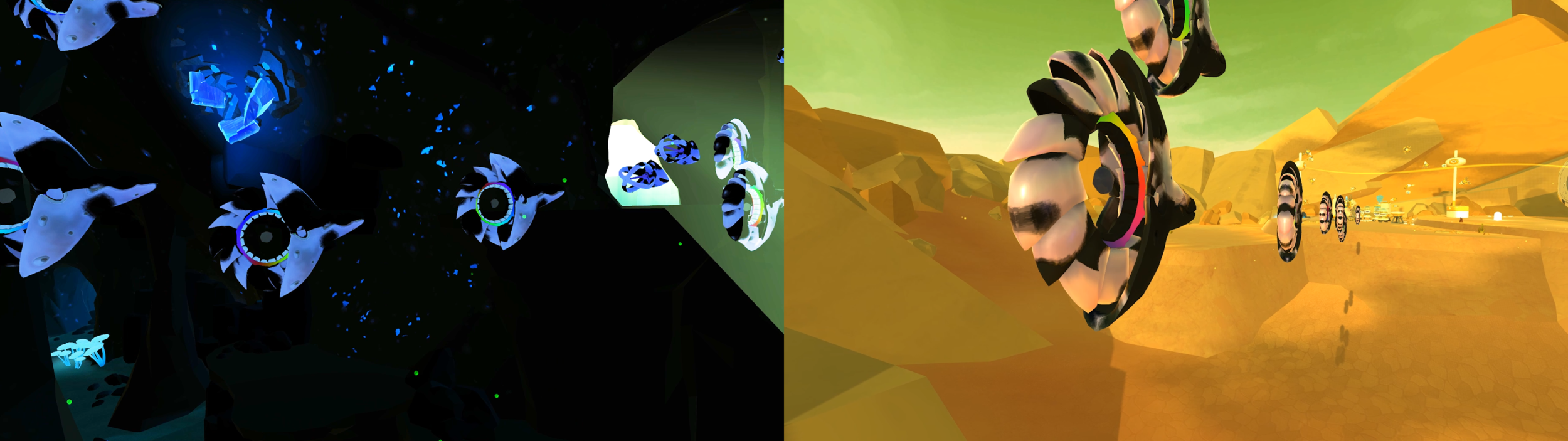 These are ostensibly the same shot, but hopefully at this point you understand the cave is where the enemy base is, and the bright area is the player's base.