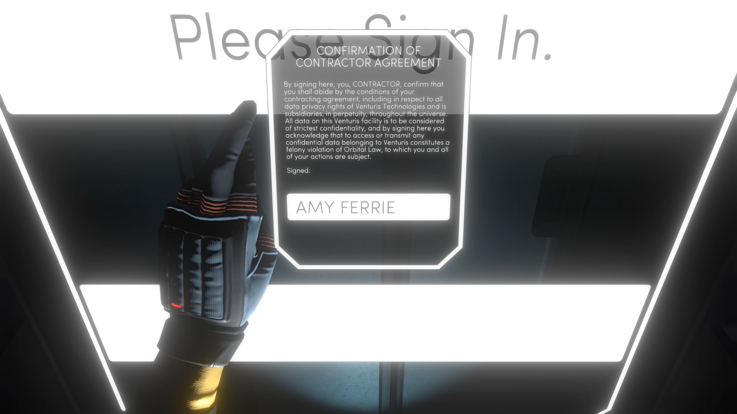 A science fiction game with sign language logins? How could I NOT want to work on this??