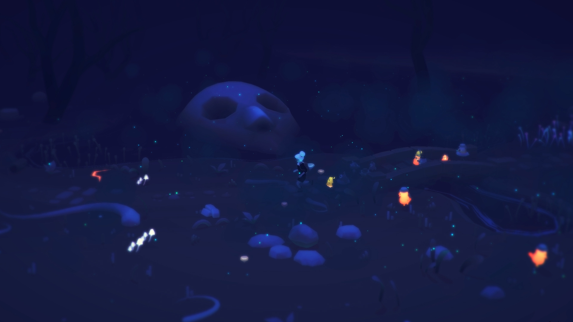 The environment is dark, but there are a lot of highlights and points of interest to look at