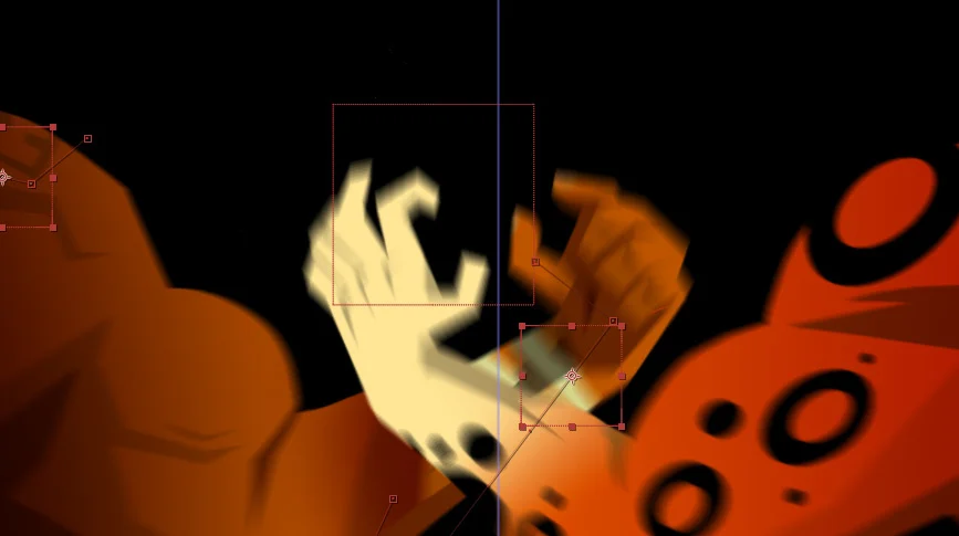 From my After Effects project. Blink and you'll miss the hand in the background. I used video from the film for reference.