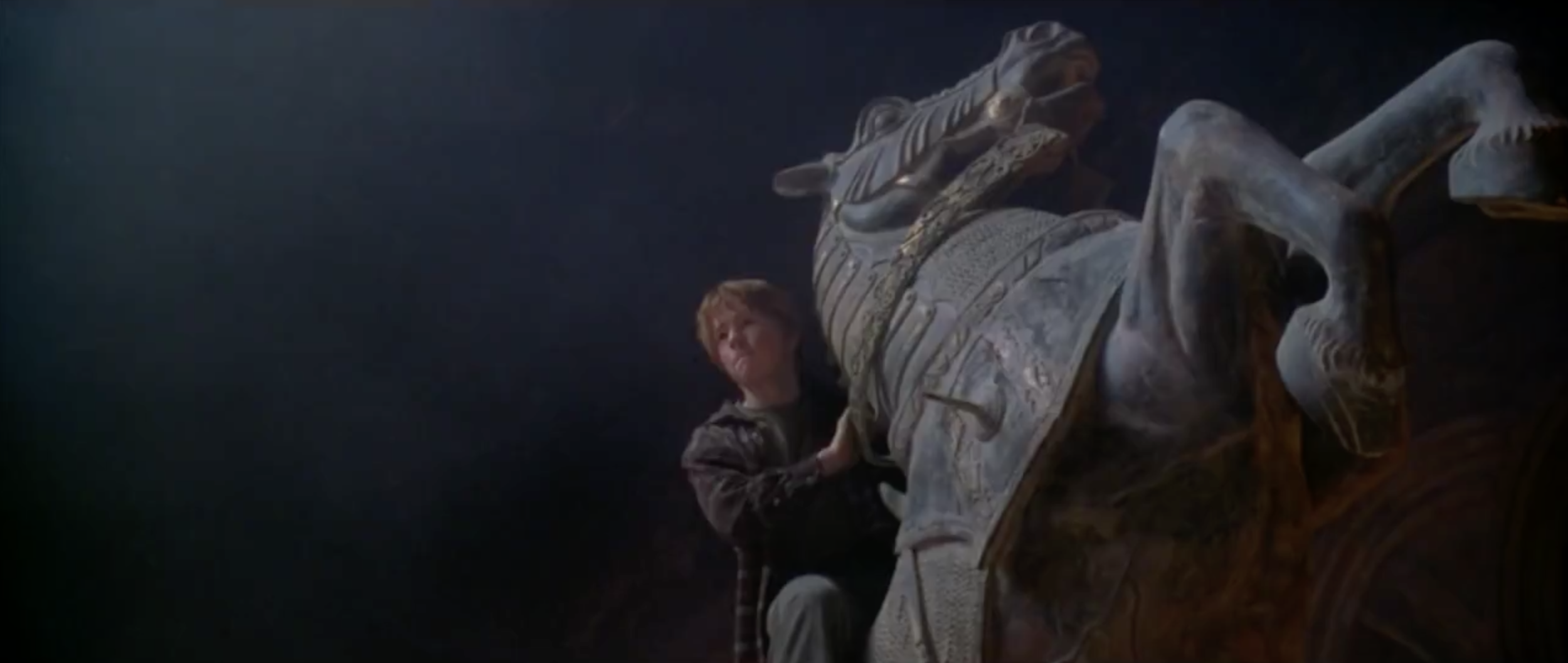 This is the iconic scene where Ron Weasley's stuntman is on the giant knight piece :P