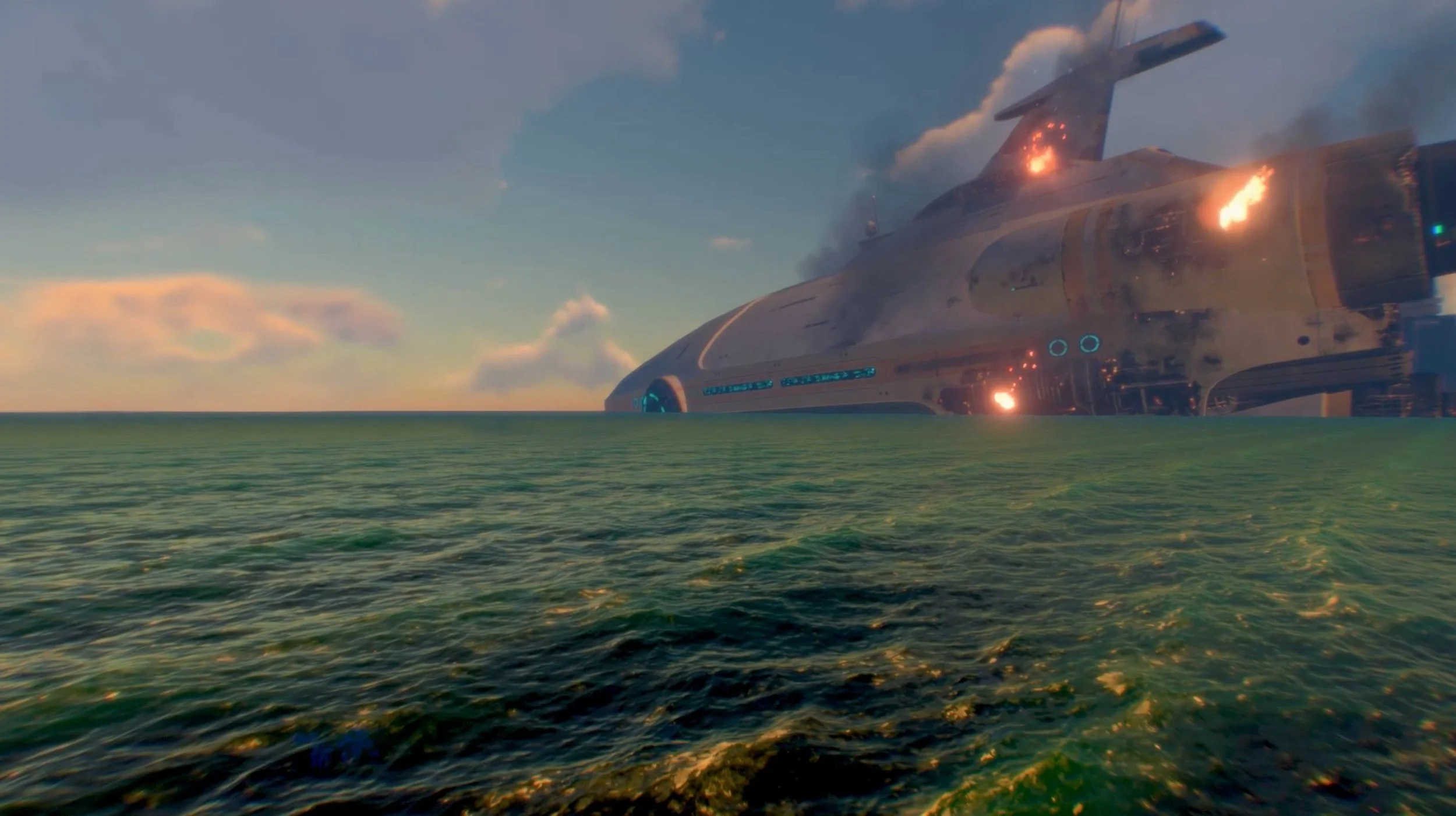 You normally see this shot during the day in the game, but a member of the team recommended capturing during sunset so it'd be prettier.