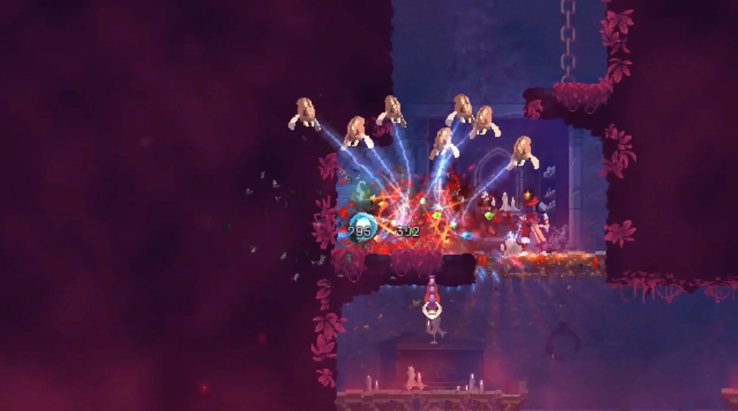 I liked the explosion of flying enemies upon whipping the other enemy to death.