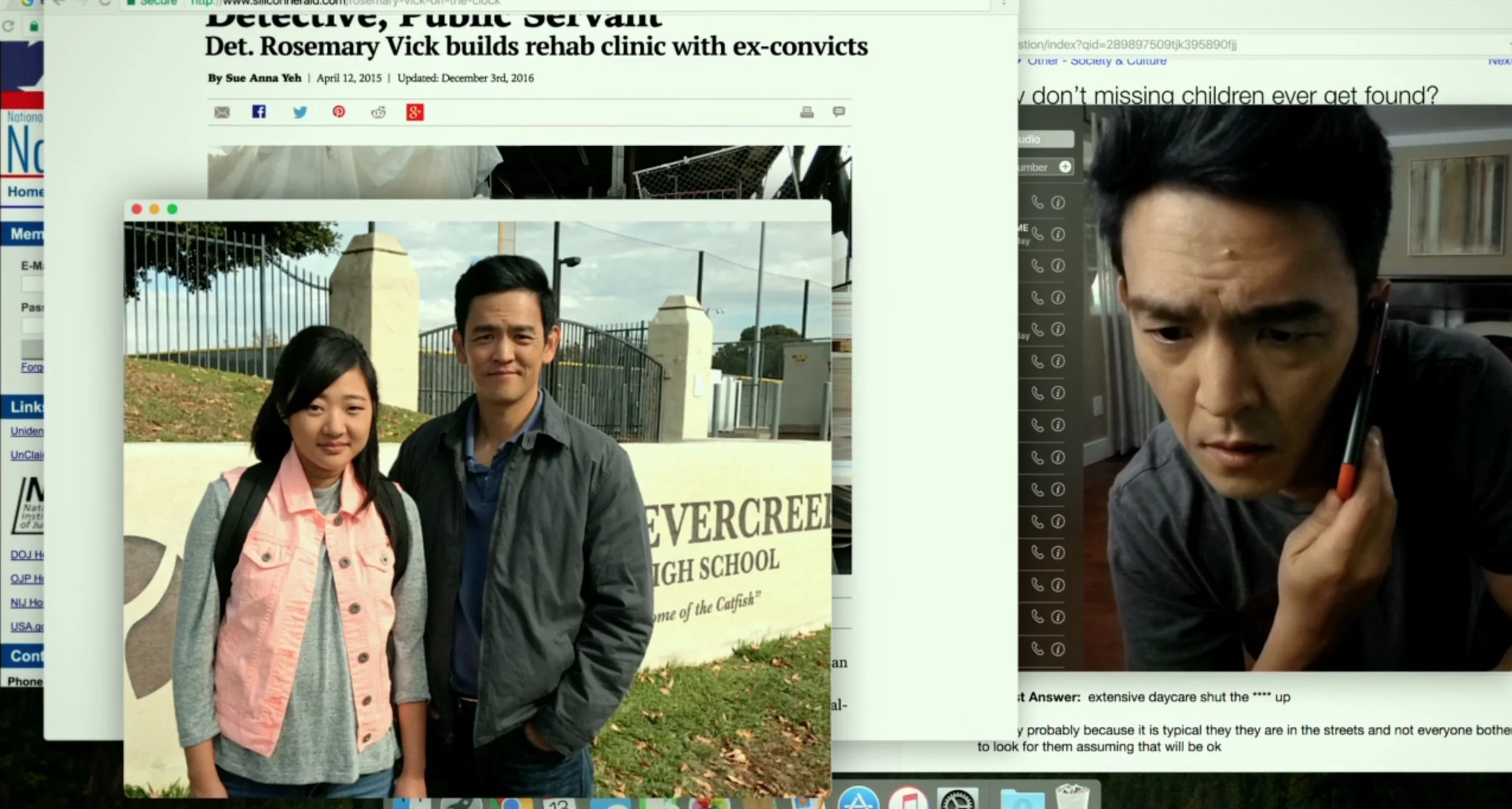 There's a lot on this screen, but your eye is probably drawn to John Cho's face first because it's a face, and most prominent thing in the frame.