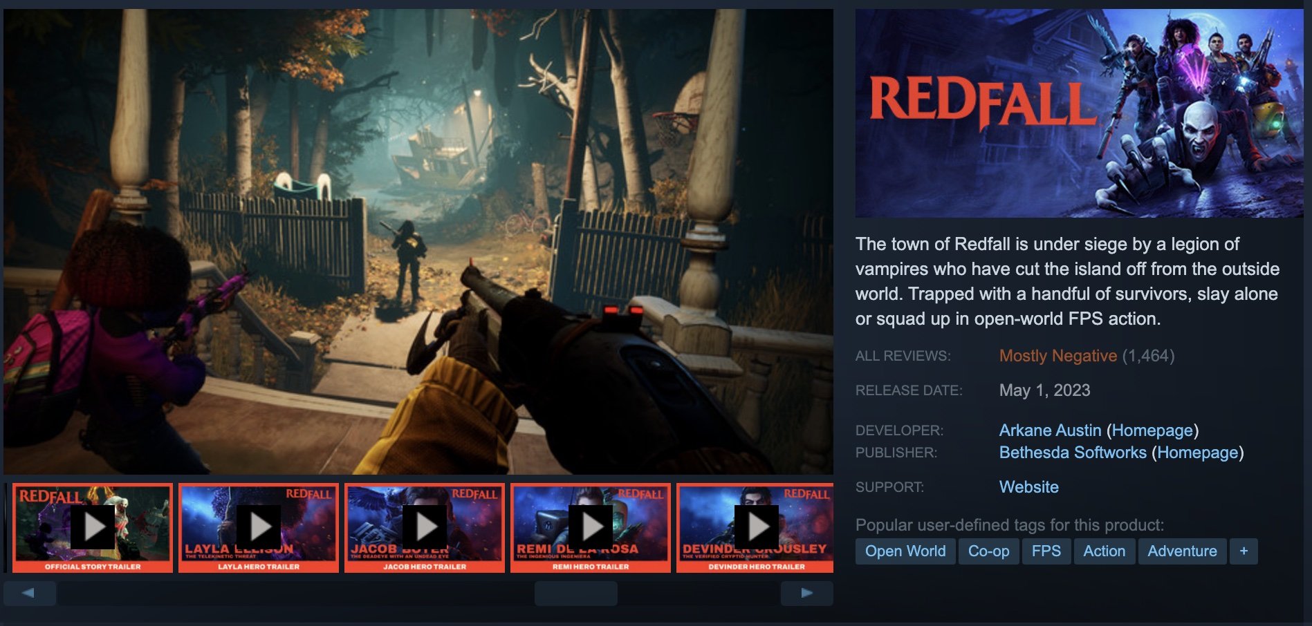 Redfall no Steam