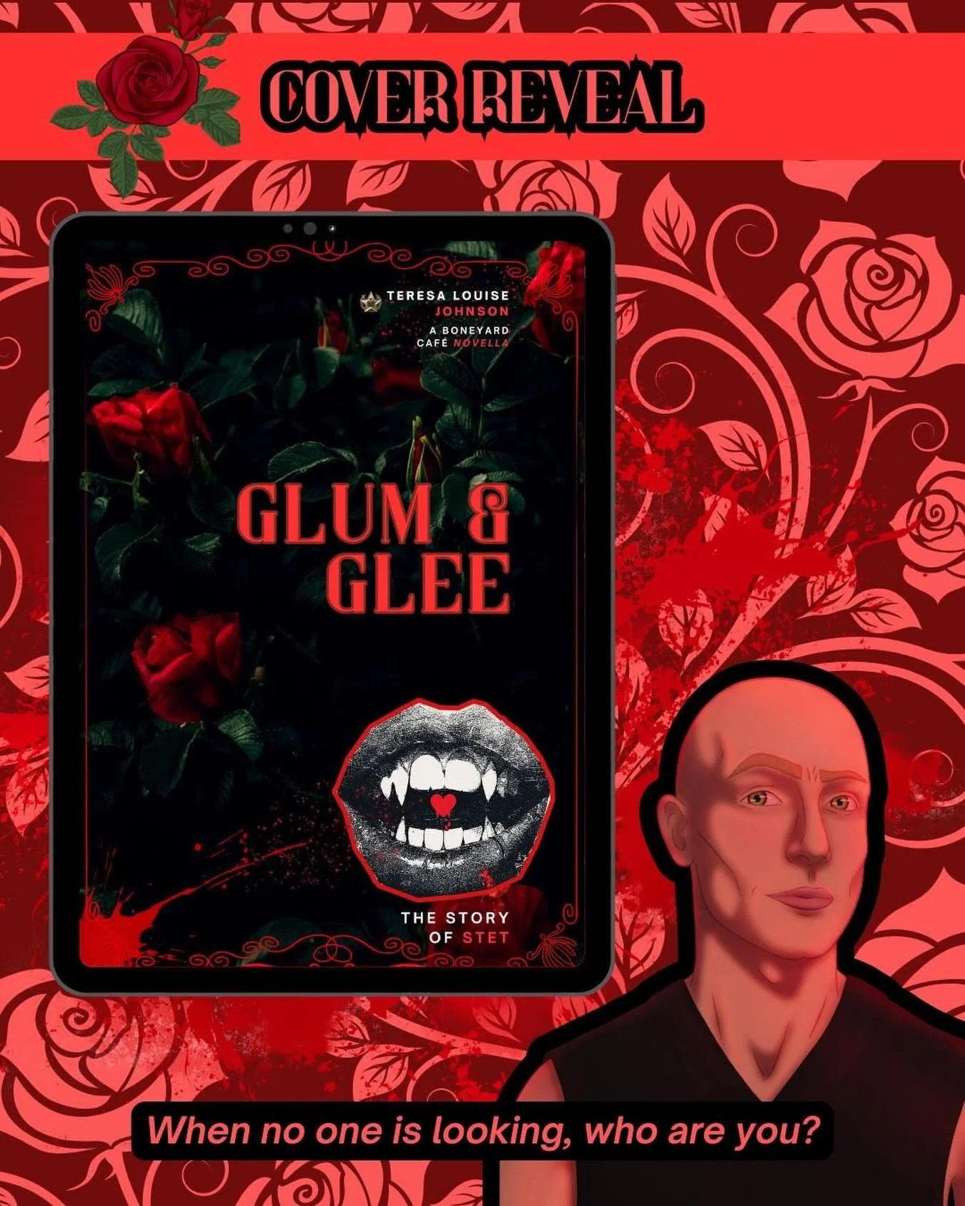 It&rsquo;s cover reveal day for this INCREDIBLE upcoming release, and this bad boy is STUNNING!! 

Glum &amp; Glee by @teresa_breakonthrough is fantasy x romance x vampires &amp; the question of humanity novella. 
 
&ldquo;Let go. Let me be your reas