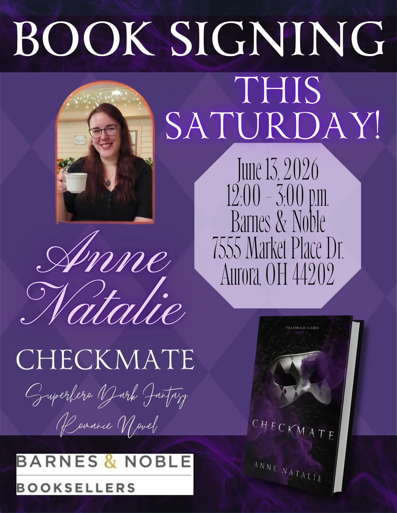 I&rsquo;ll see you in six days, Barnes &amp; Noble Aurora @bnauroraoh!!

June 13, 2026 from 12:00-3:00 p.m.
7555 Market Place Dr.
Aurora, OH 44202

QOTD: Do you have any bookish plans for summer?

#darkfantasyromance #maskedmenromance #villainsdoitbe
