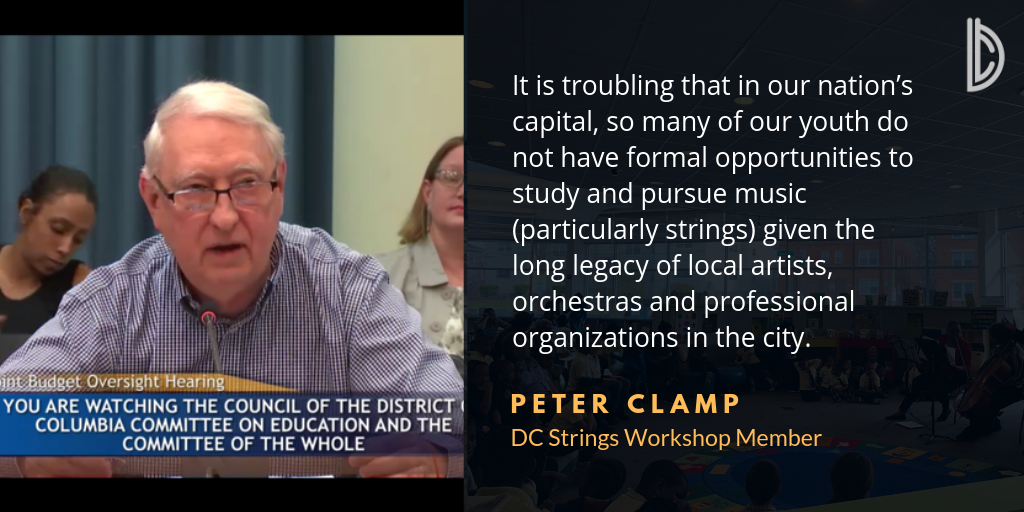 DC Strings Orchestra Member Peter Clamp Testifies before the DC Council