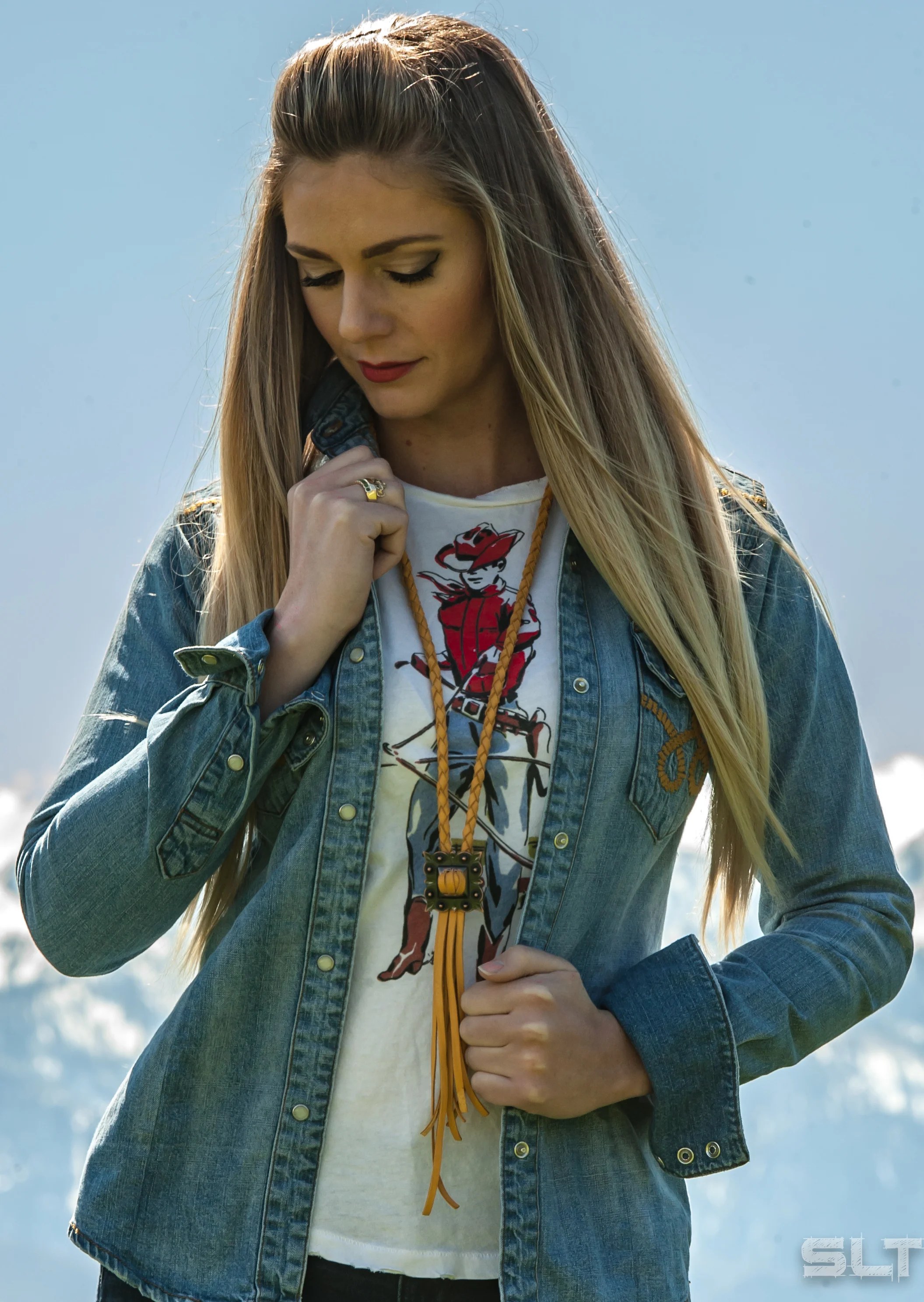 Braided Leather Bolo Concho Necklace