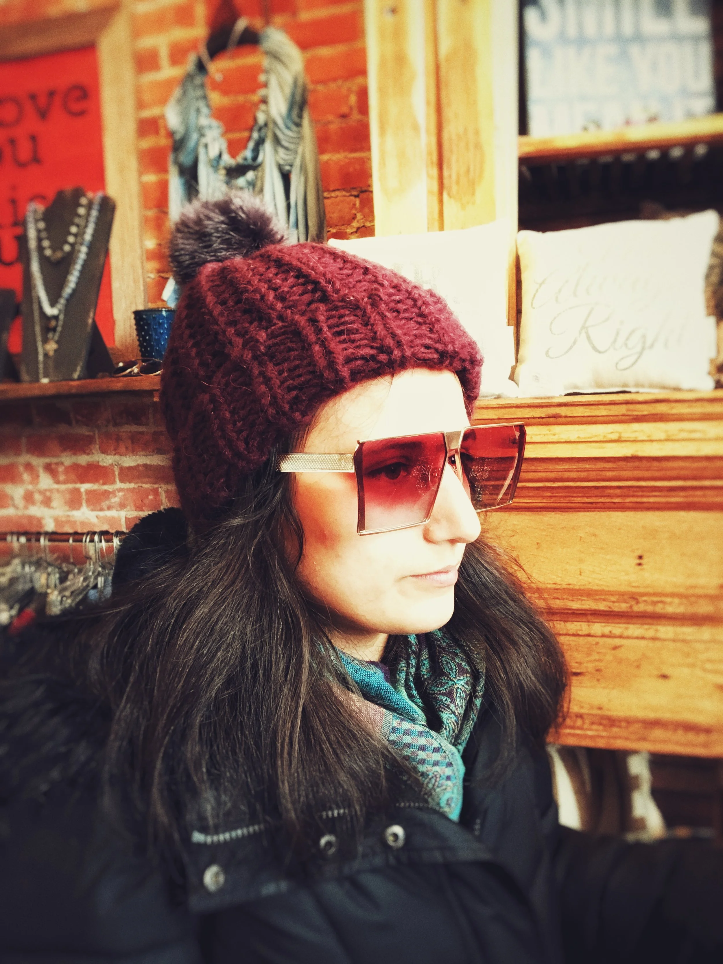 Adrienne posed for the camera. We really liked these sunglasses on her!