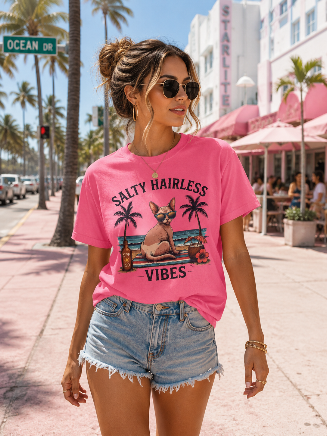 Salty Hairless Cat  Vibes T-Shirt