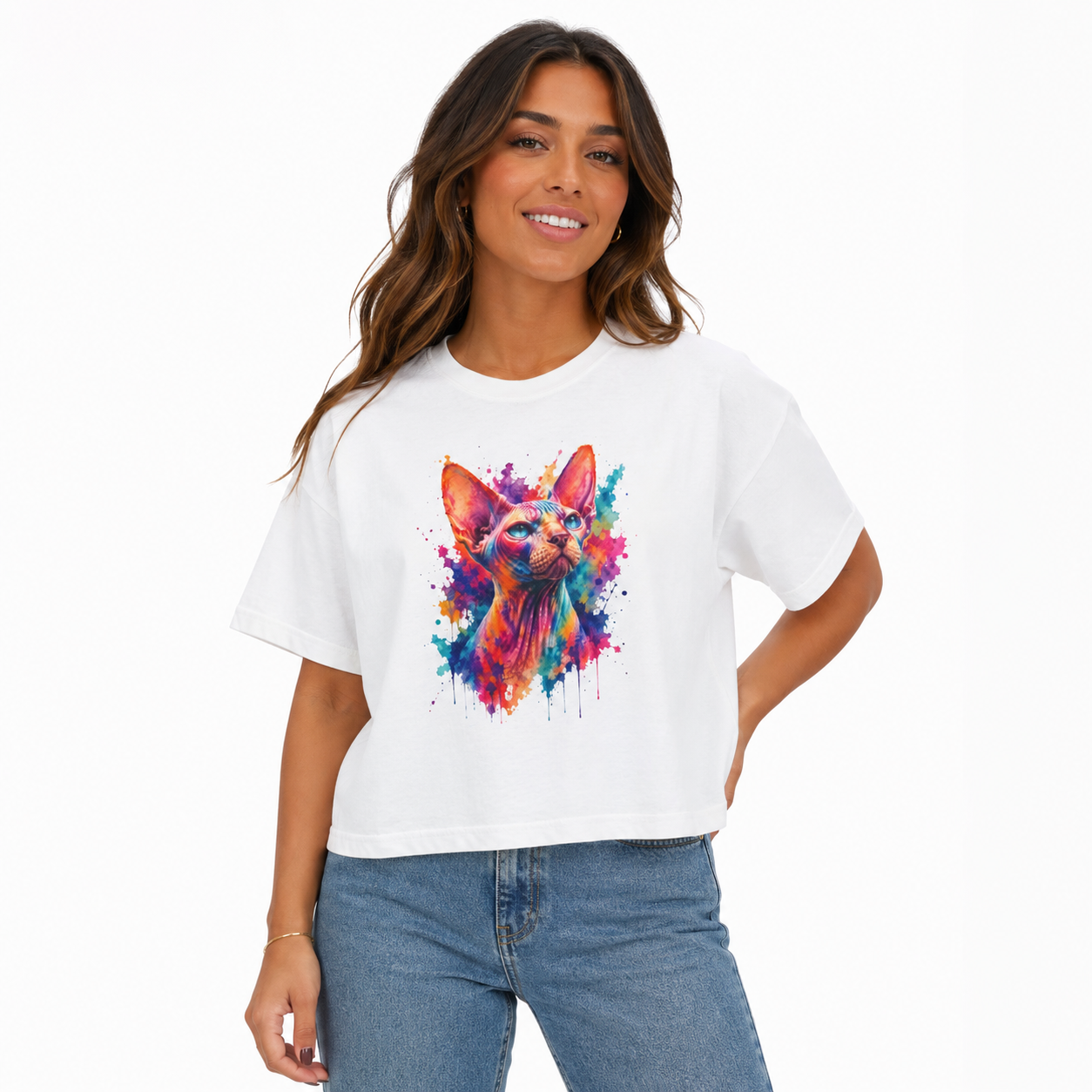 Watercolor  Sphynx Boxy Tee