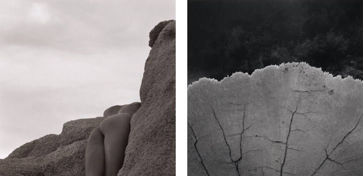 (L) Landscape with Nude , 1990; Gelatin silver print; 24 x 20" (61 x 50.8cm); Edition of 10, 2 AP (R) Arches , 1993; Gelatin silver print; 24 x 20" (61 x 50.8cm); Edition of 10, 2 AP