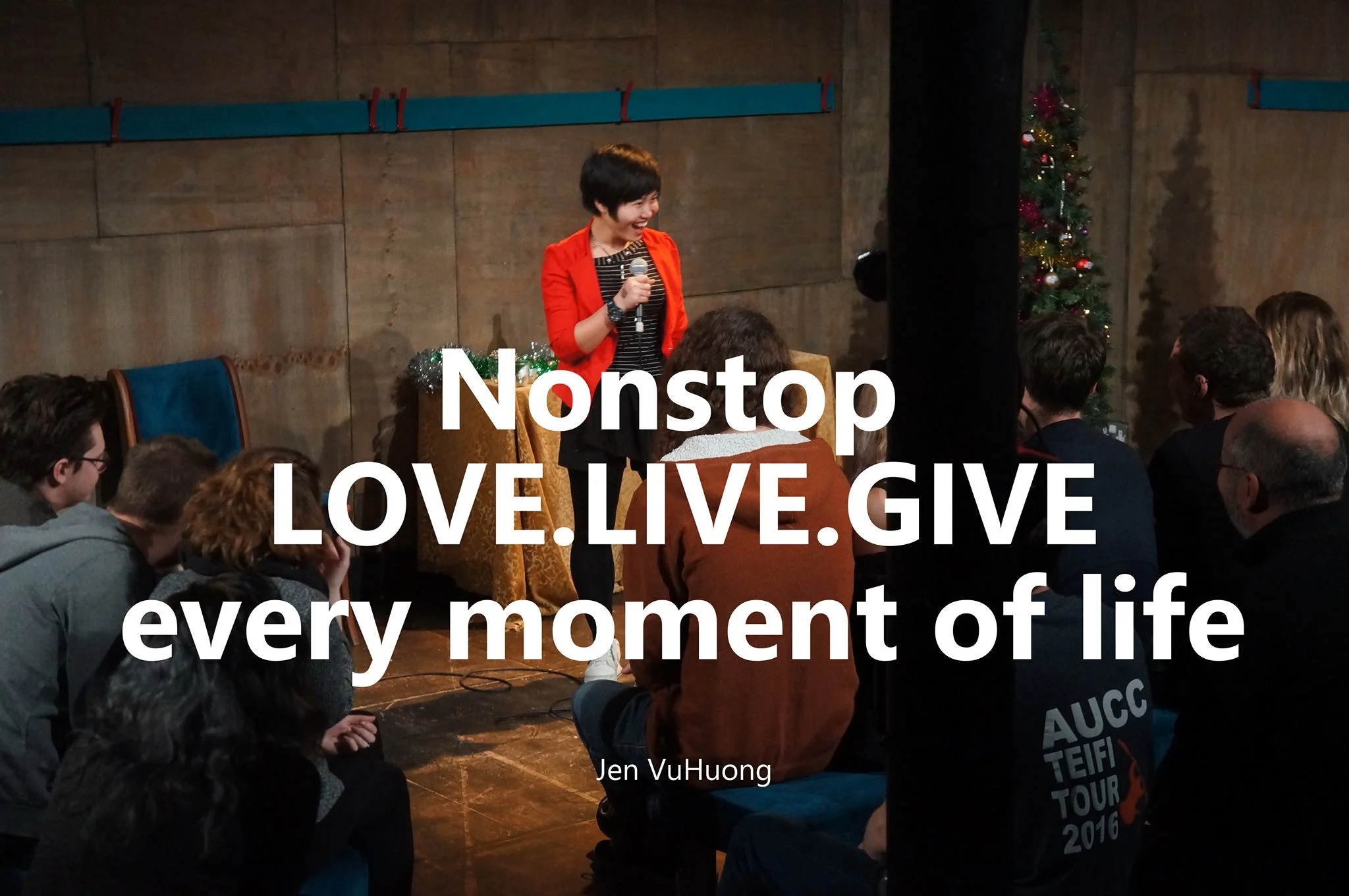 Speaker at story slam, the U.K