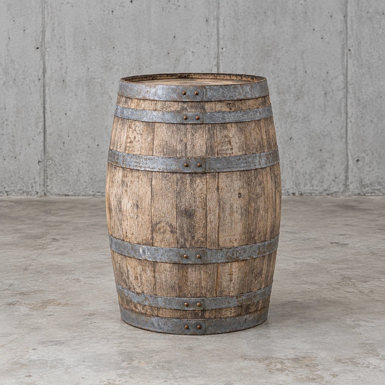 Oak wine barrel for hire, used as a standing bar table