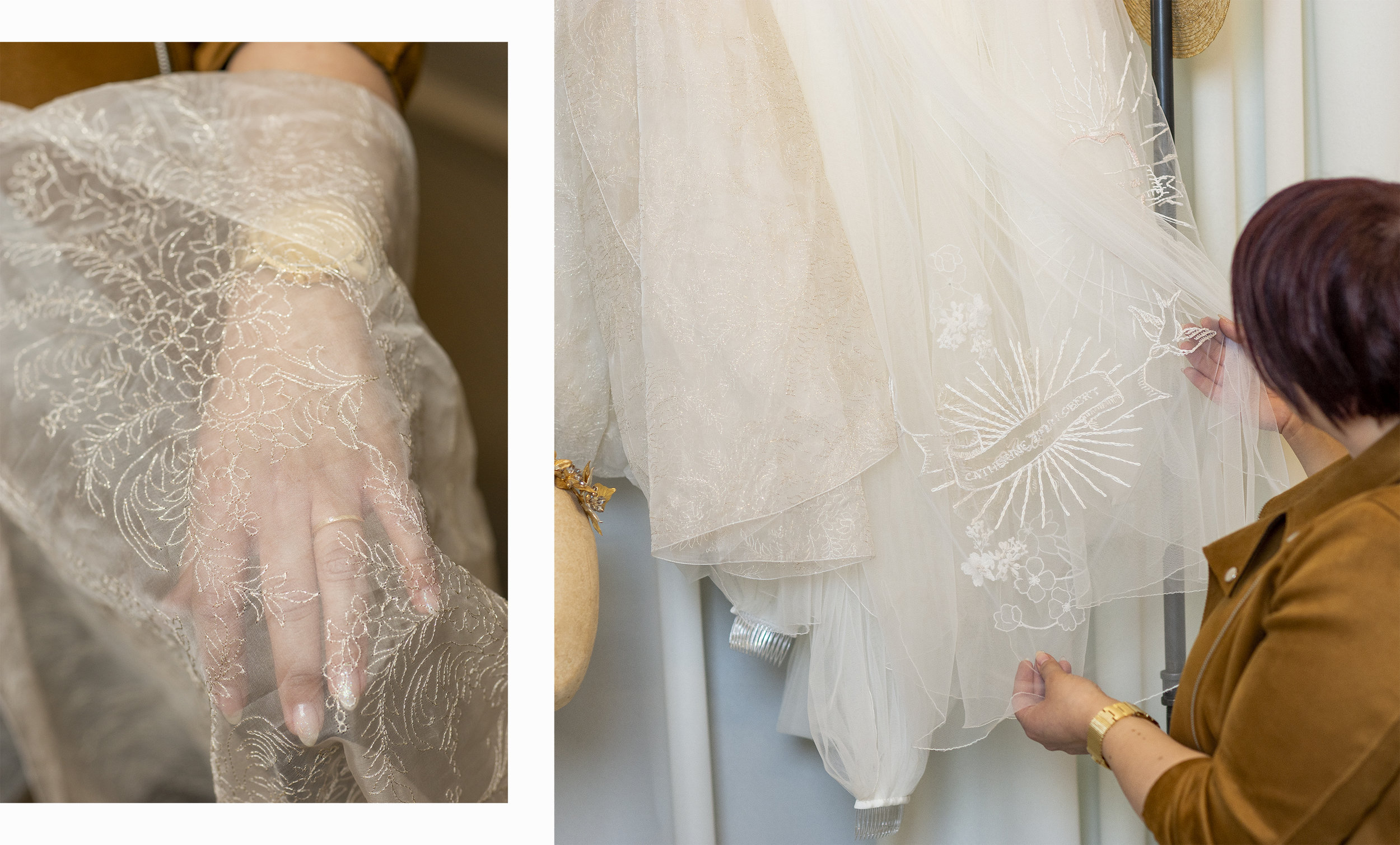 The newest edition, custom embroidered veils