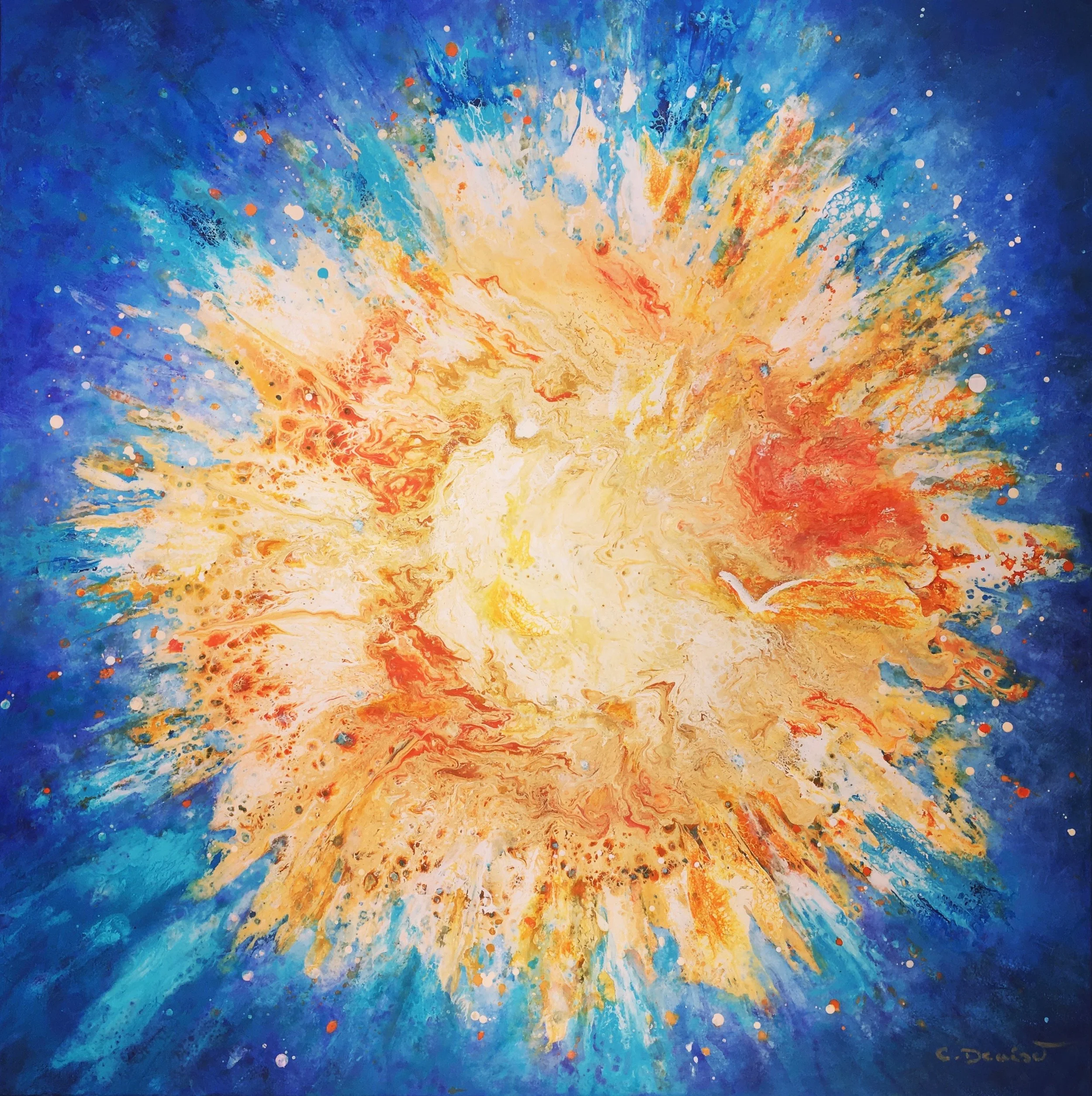Dancing Sun , acrylic on 100 x 100 cm canvas