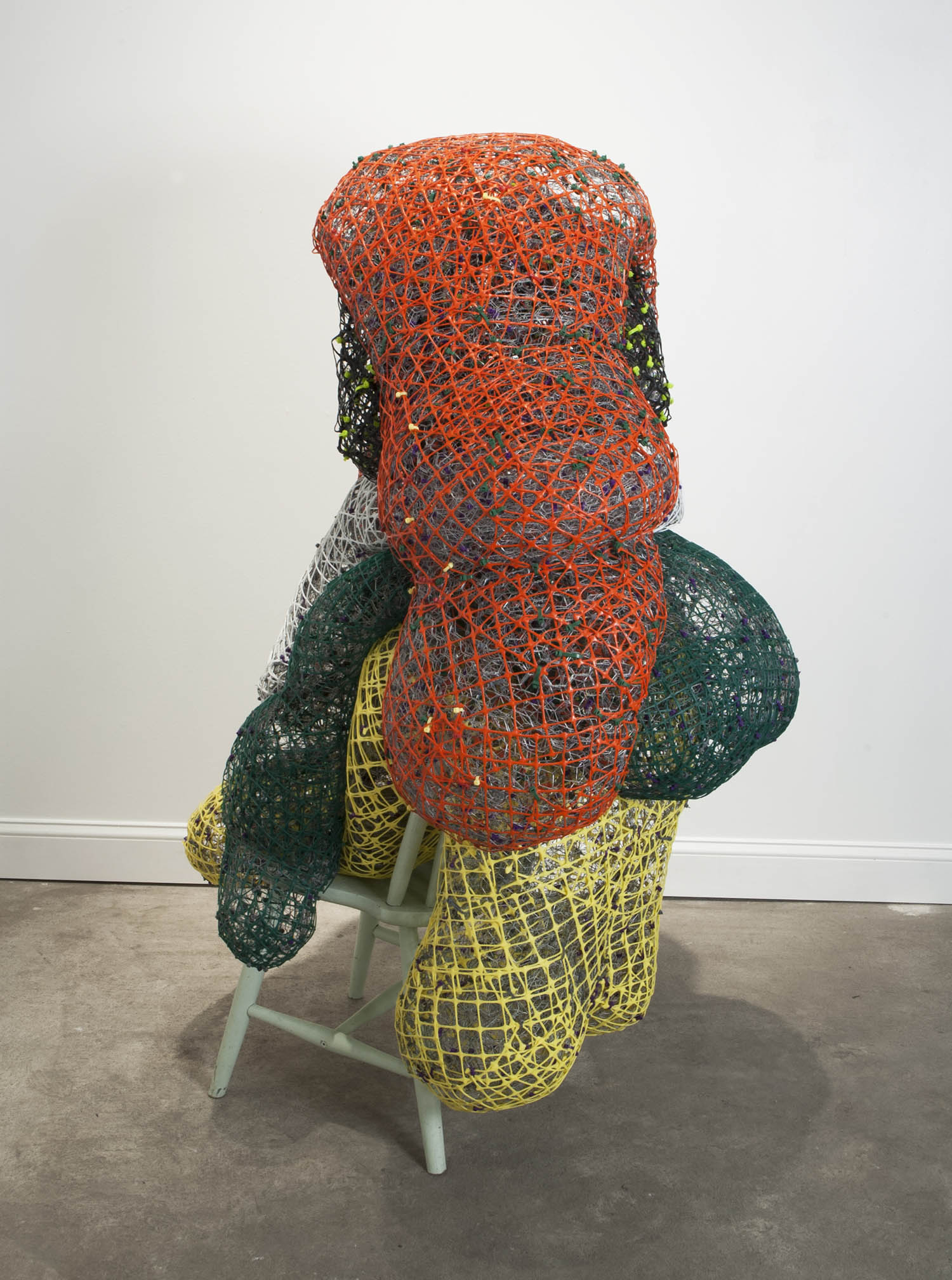   Dirty Laundry   plastic+metal fencing, chair  69" x 39" x 43"  2015 