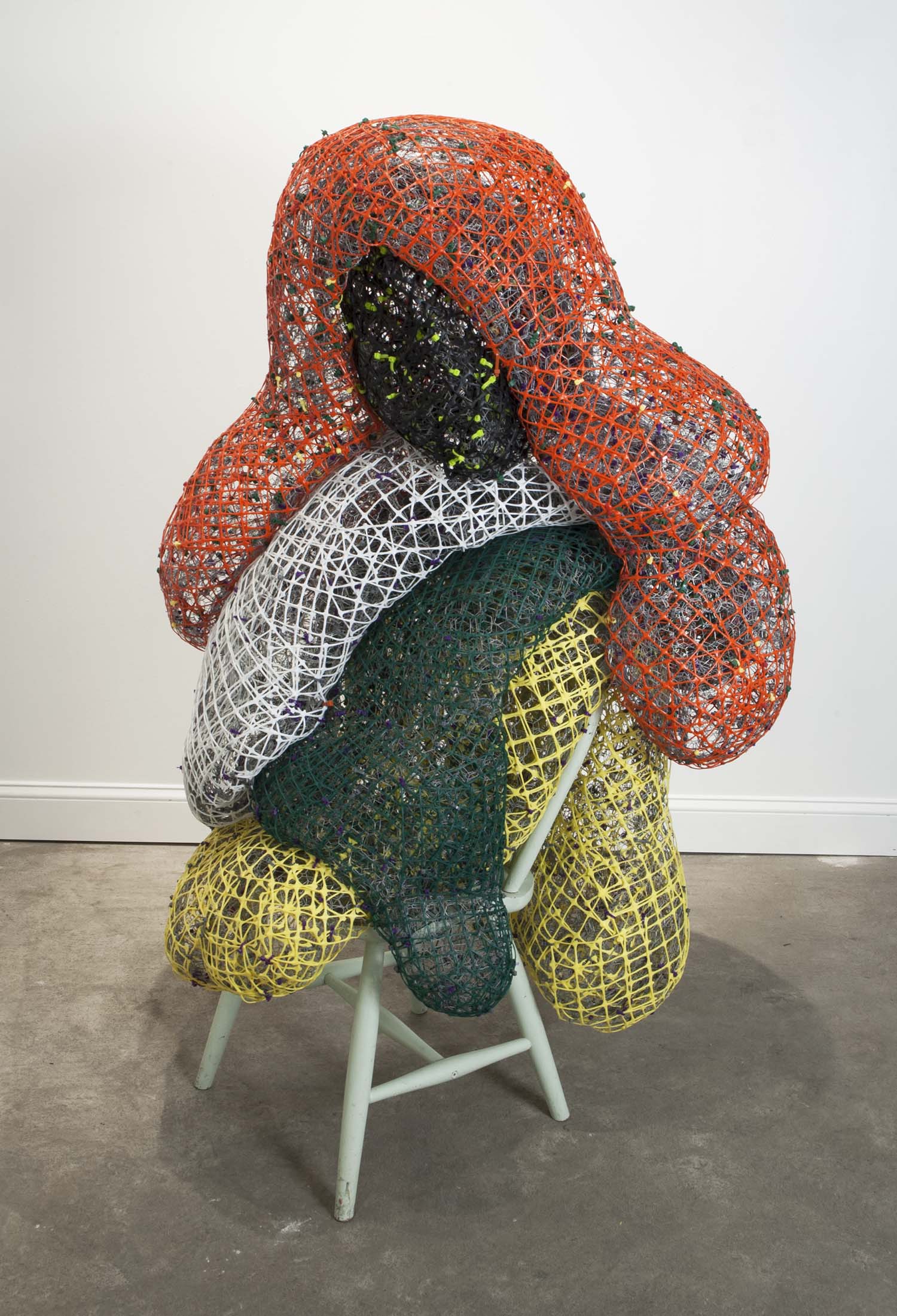   Dirty Laundry   plastic+metal fencing,&nbsp;chair  69" x 39" x 43"  2015 