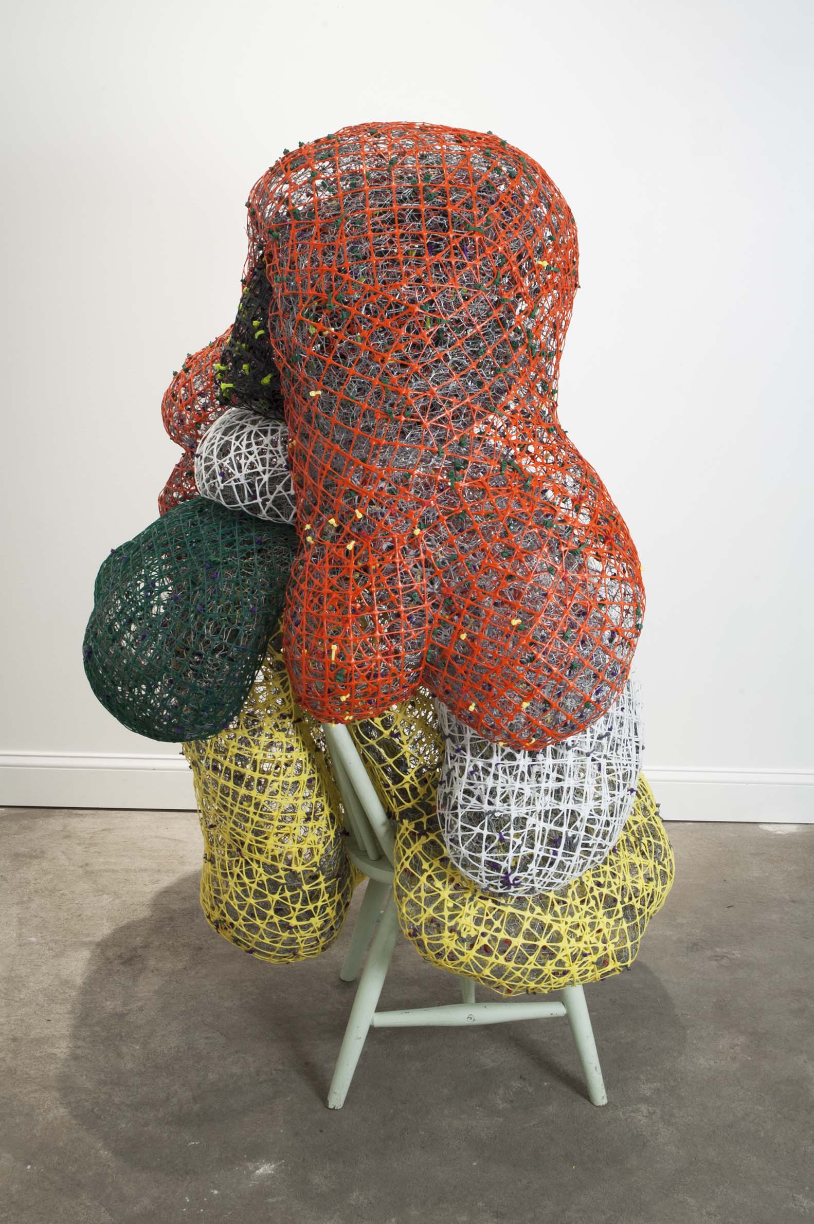   Dirty Laundry   plastic+metal fencing, chair  69" x 39" x 43"  2015 
