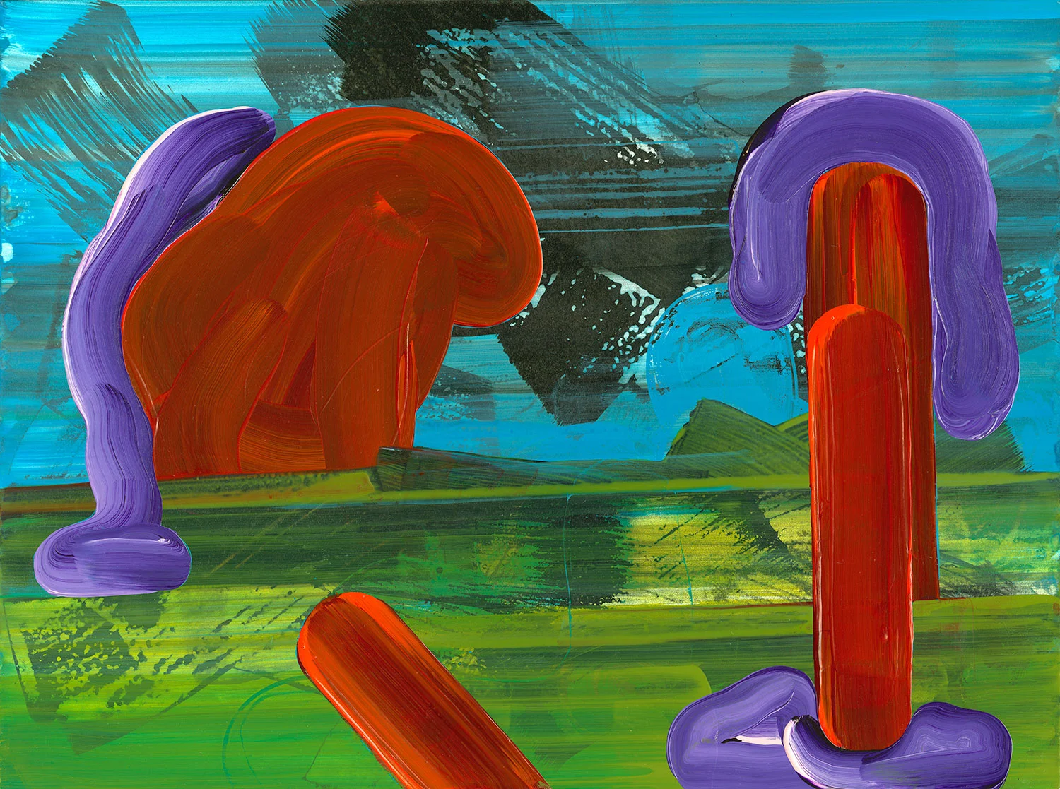 Red_Purple Shapes 'scape 2014 acrylic 18 X 24"