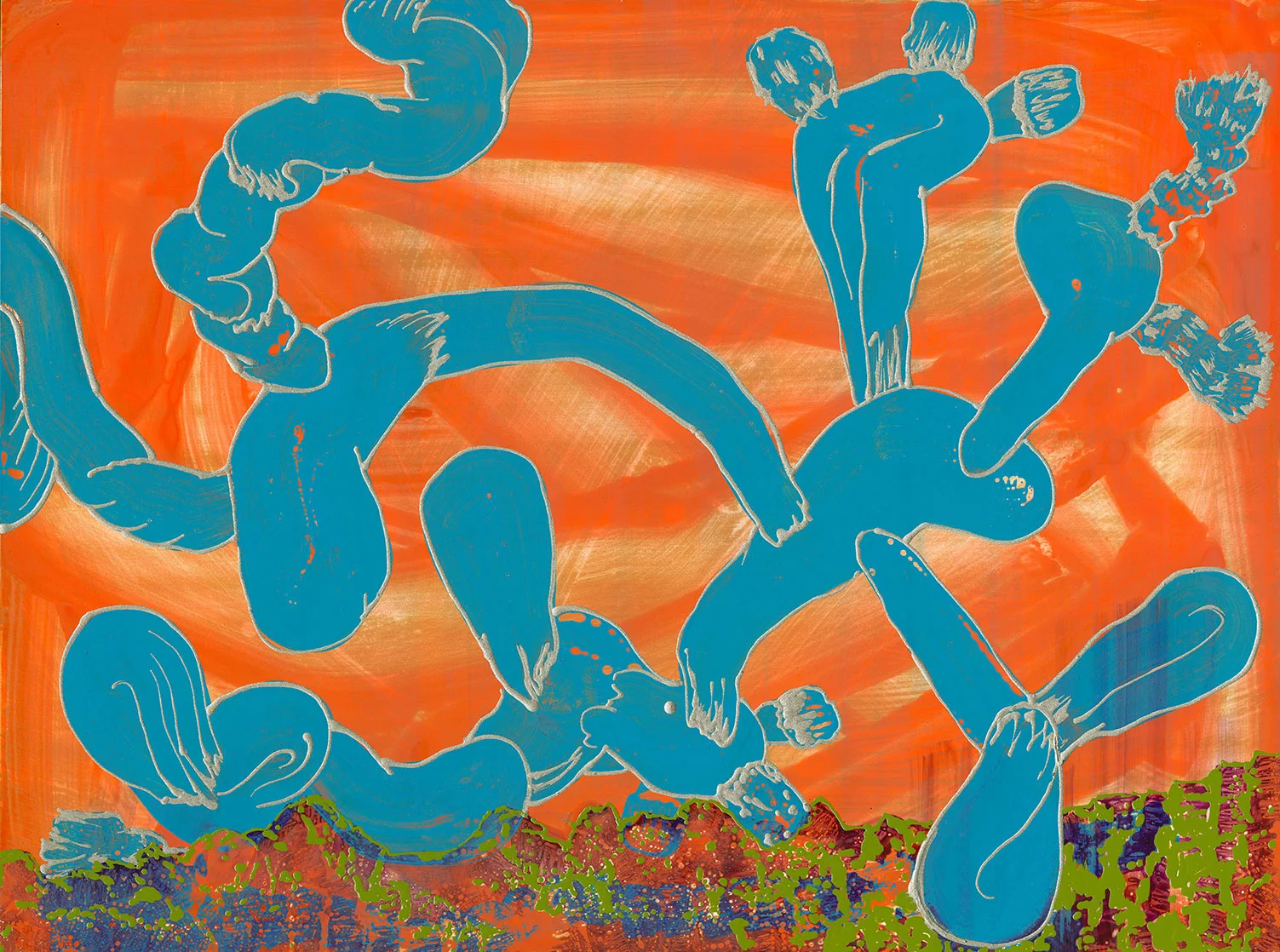 Orange Sky_Turquoise Form 'scape 2014 acrylic 18 X 24"