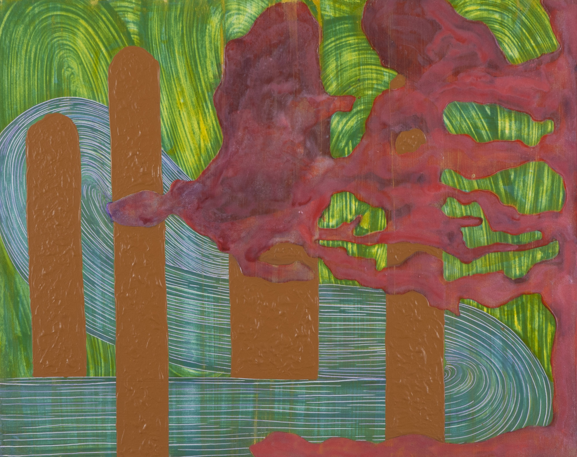   Pink_Brown_Green 'scape   2013  acrylic  16 X 20"   