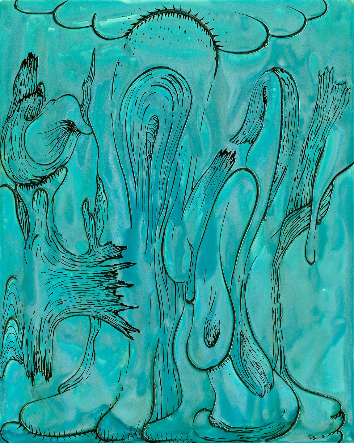 Turquoise Drip 2015 acrylic 20 X 16"