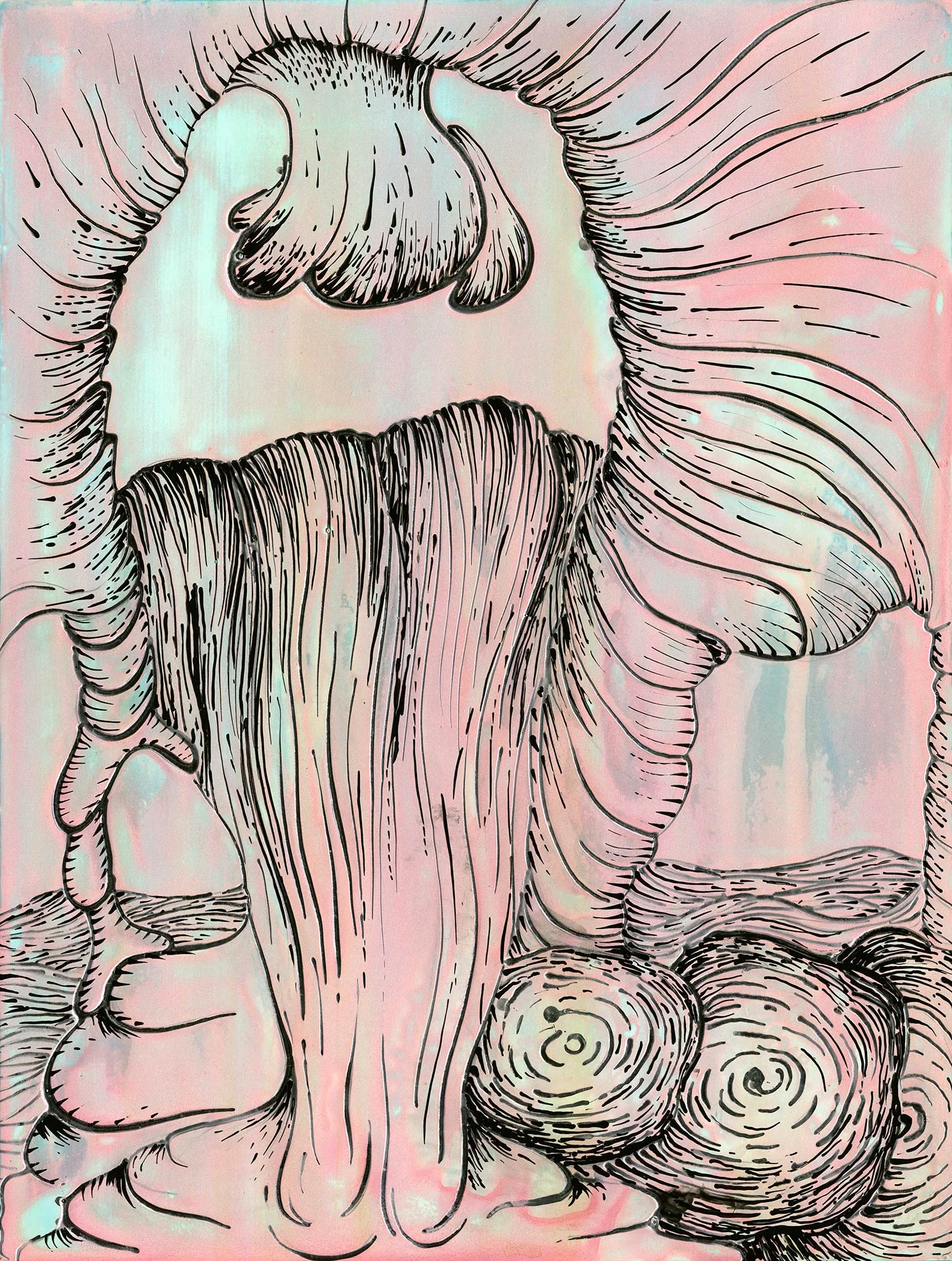 Pink_Blue Drip 2015 acrylic 16" X 12" private collection