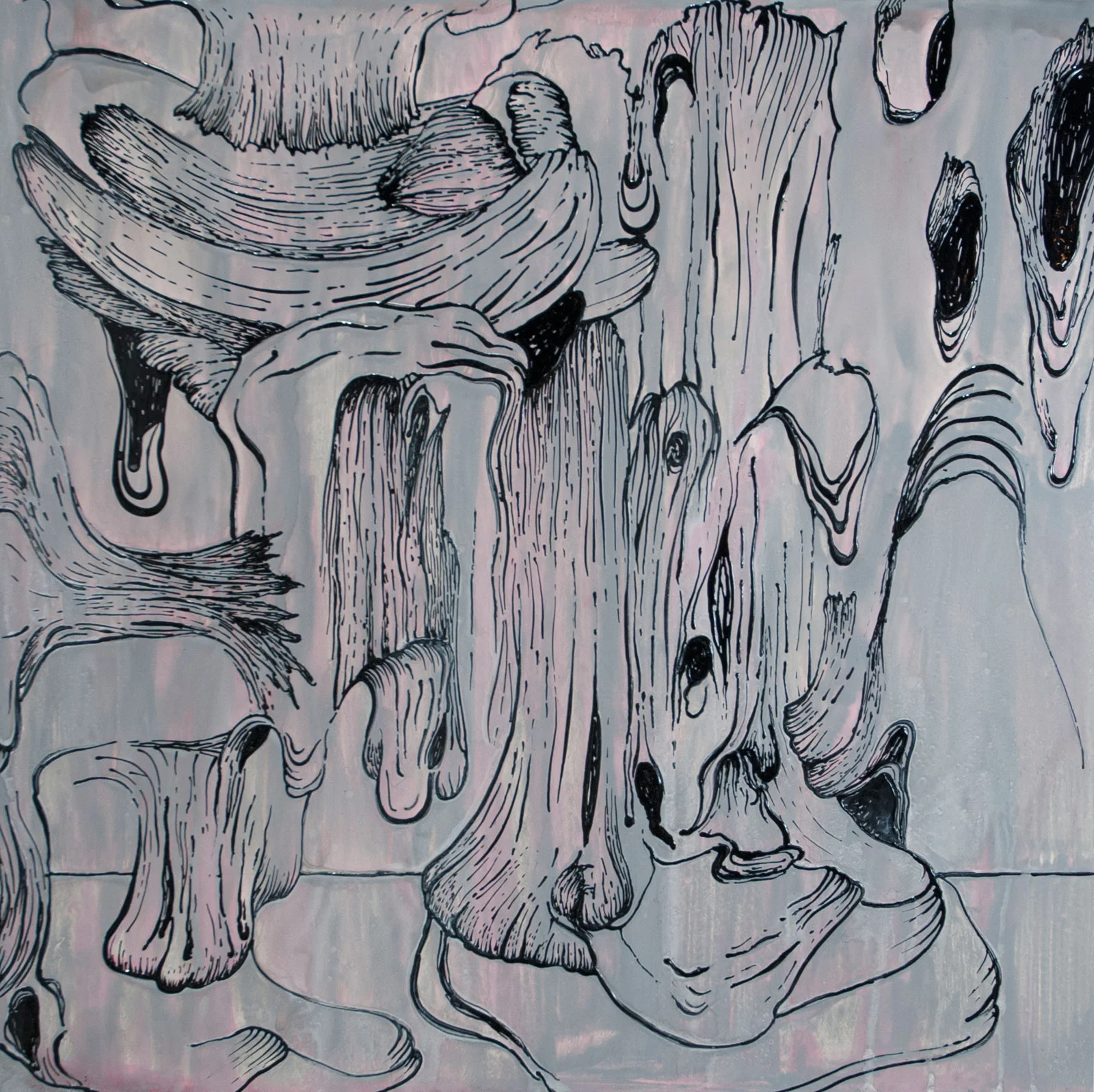 Pink_Gray Drip 2015 acrylic 30 X 30"