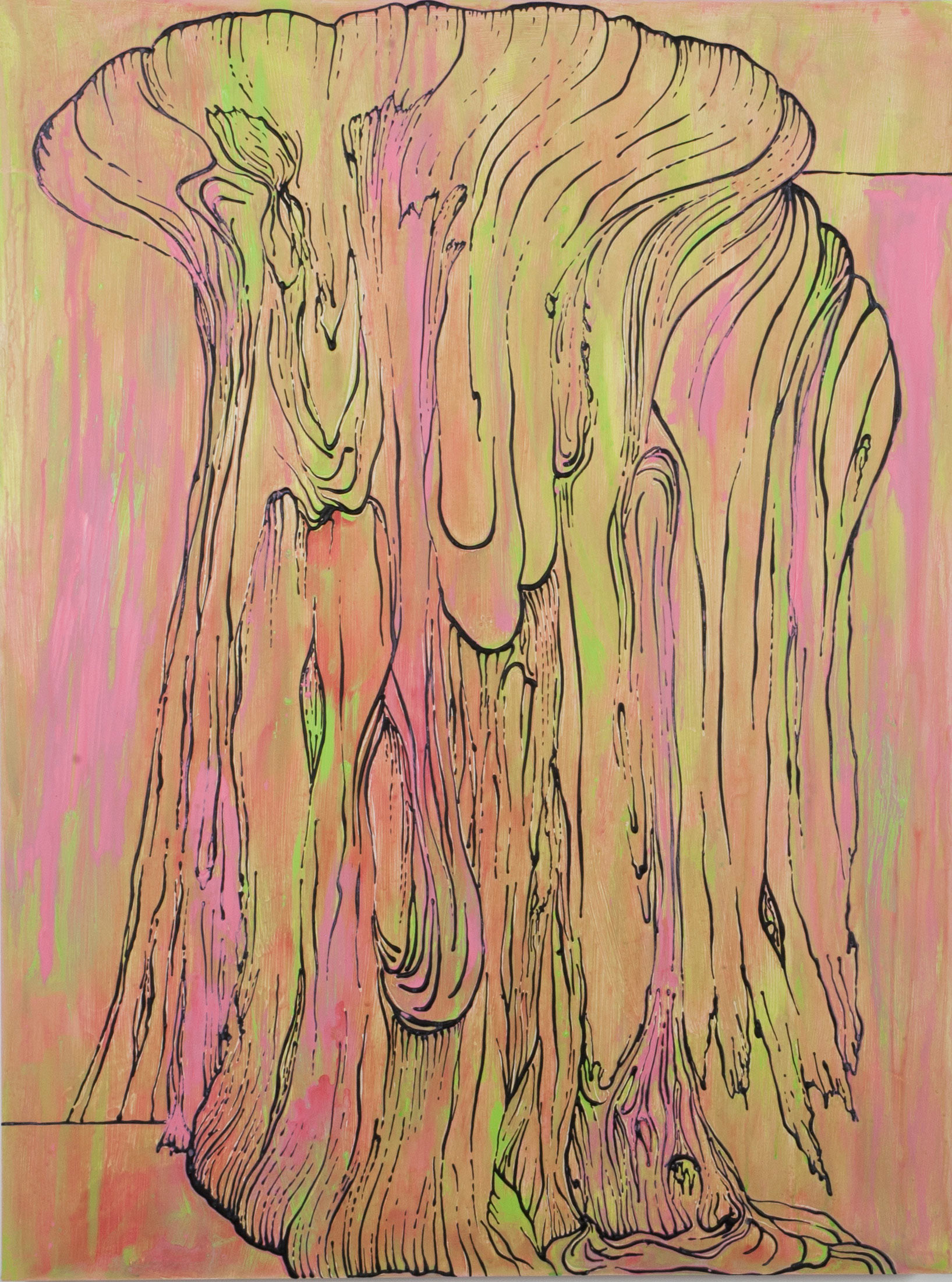   Pink_Lime Green Drip   2015  acrylic  40 X 30"   