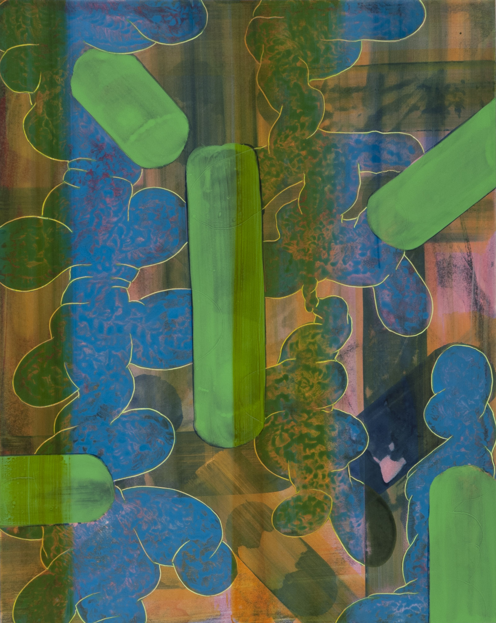   Lime Green_Blue_Pink Abstraction   2013  acrylic  20 X 16"  private collection 