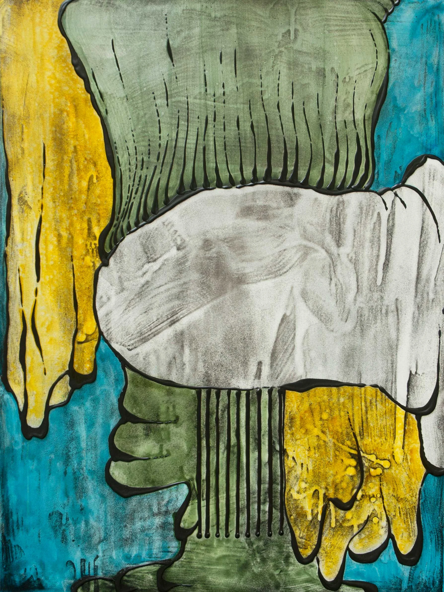 Green_Turquoise_Yellow Drip 2016 acrylic 40 X 30"