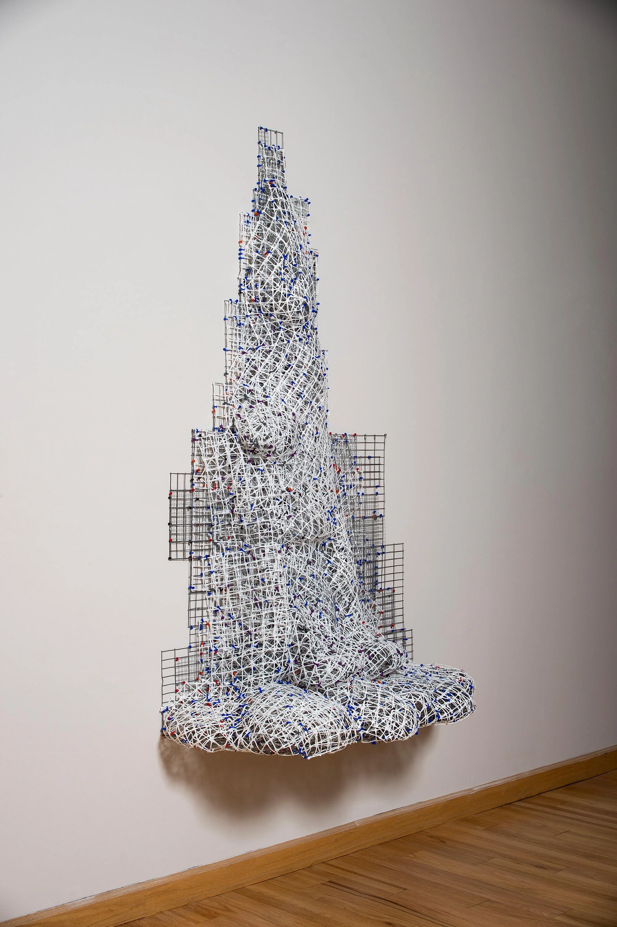 White Drip 2016 plastic and metal fencing 76 X 45 X 23”