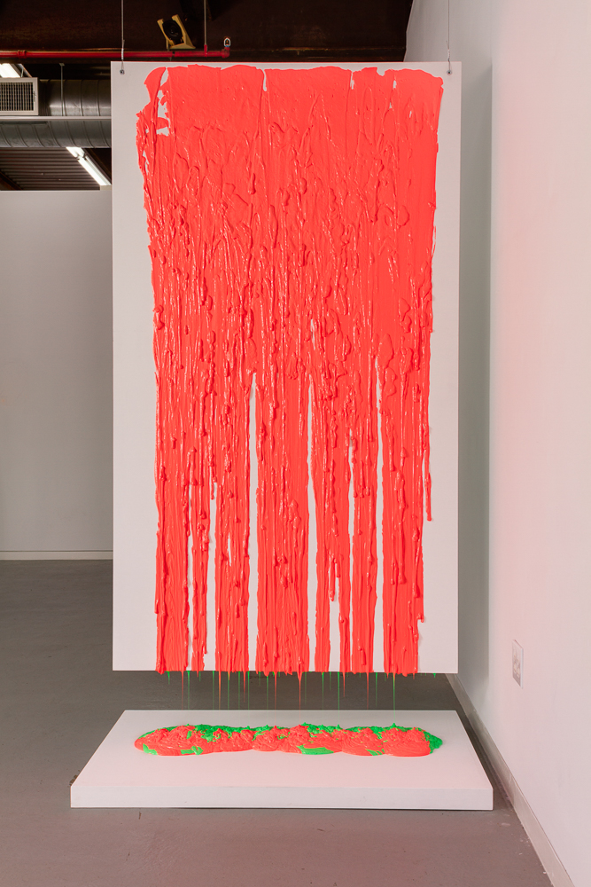  Putty Installation #1, Hot Pink _Lime Yellow   2018  silicone putty  92 X 50 X 31.5” 