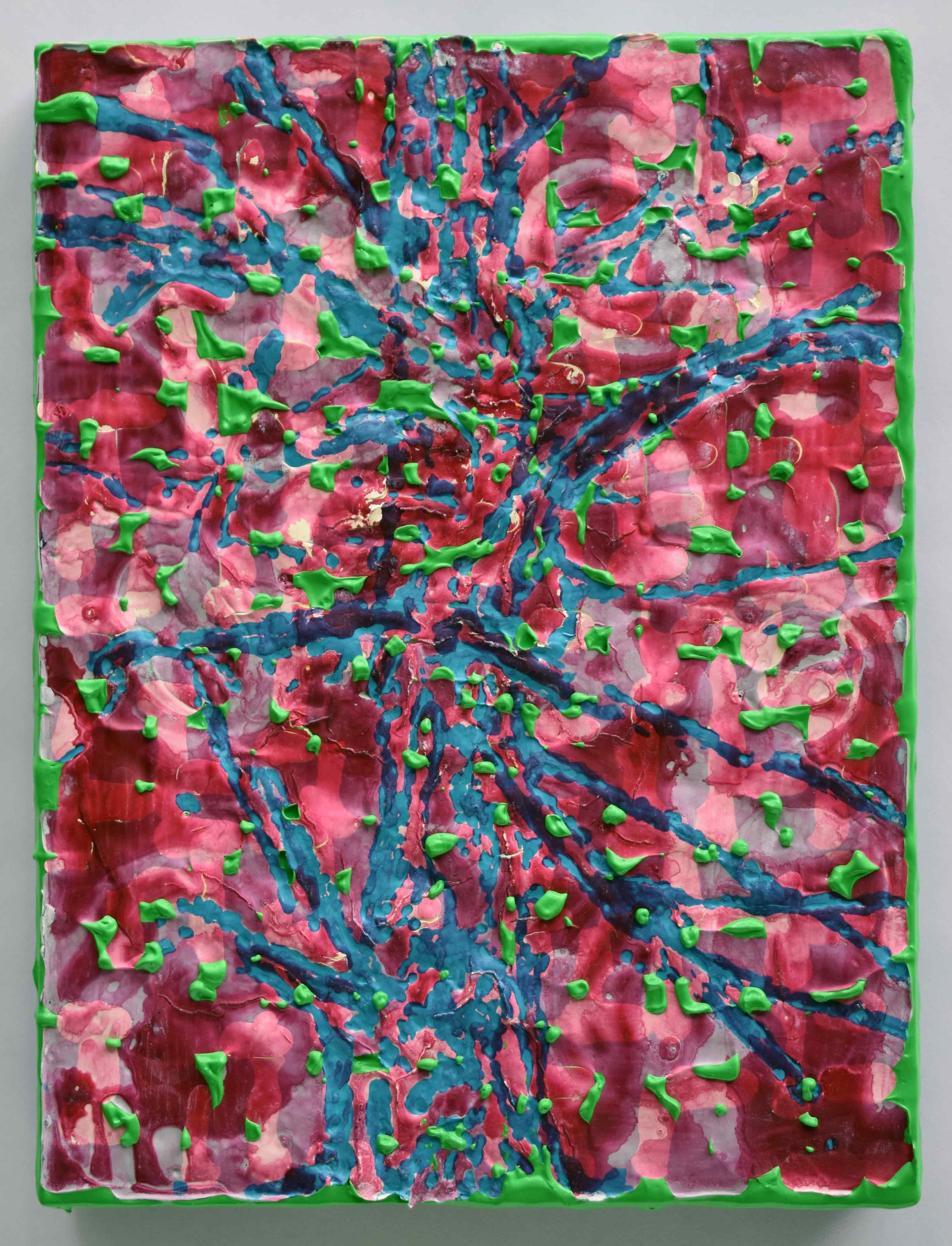 Pressed and Squeezed 5_24 2024 acrylic, clay slurry 16 × 12 × 2”