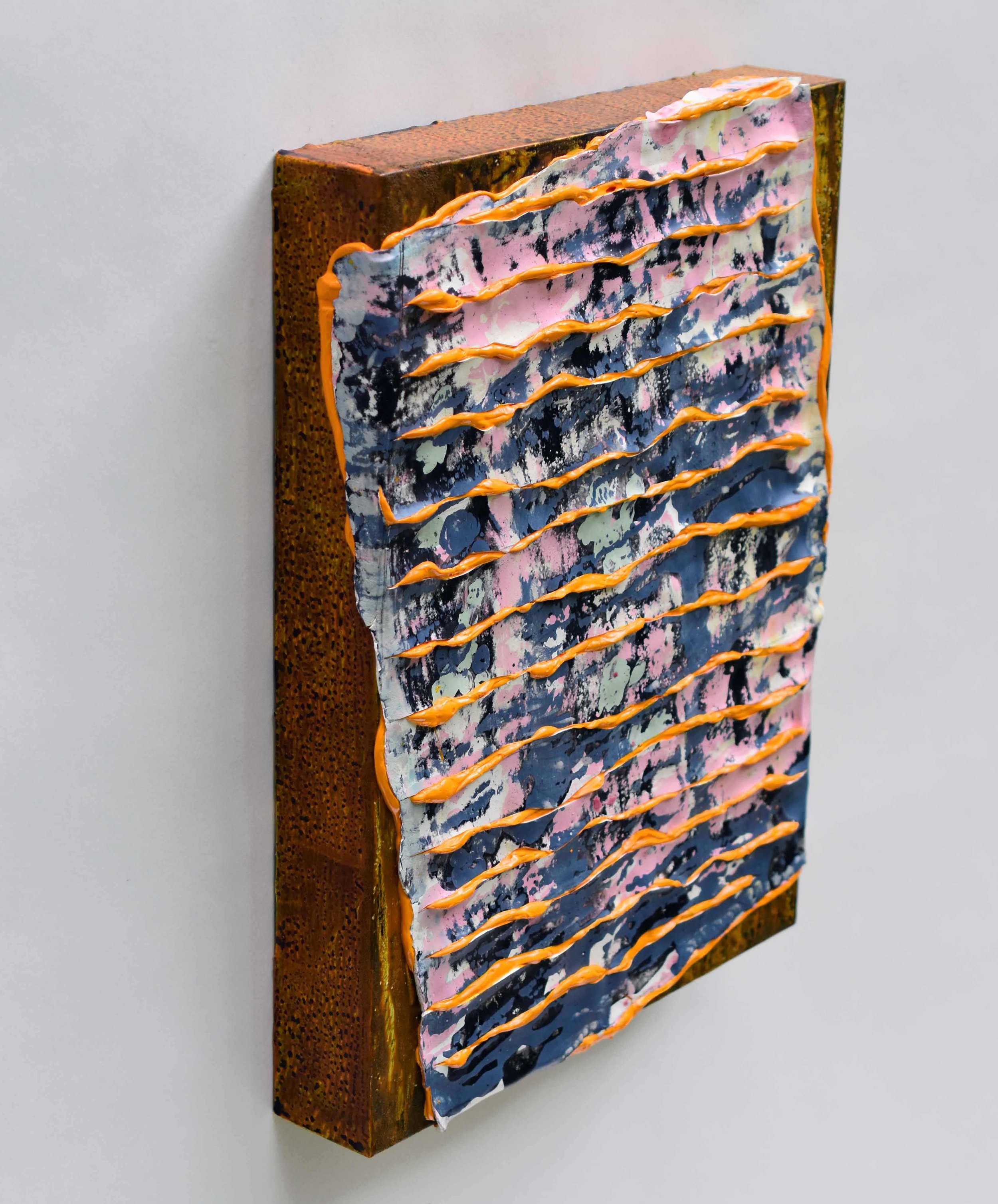 Pressed and Squeezed 4_25 2025 acrylic, clay slurry 16 × 12 × 2”