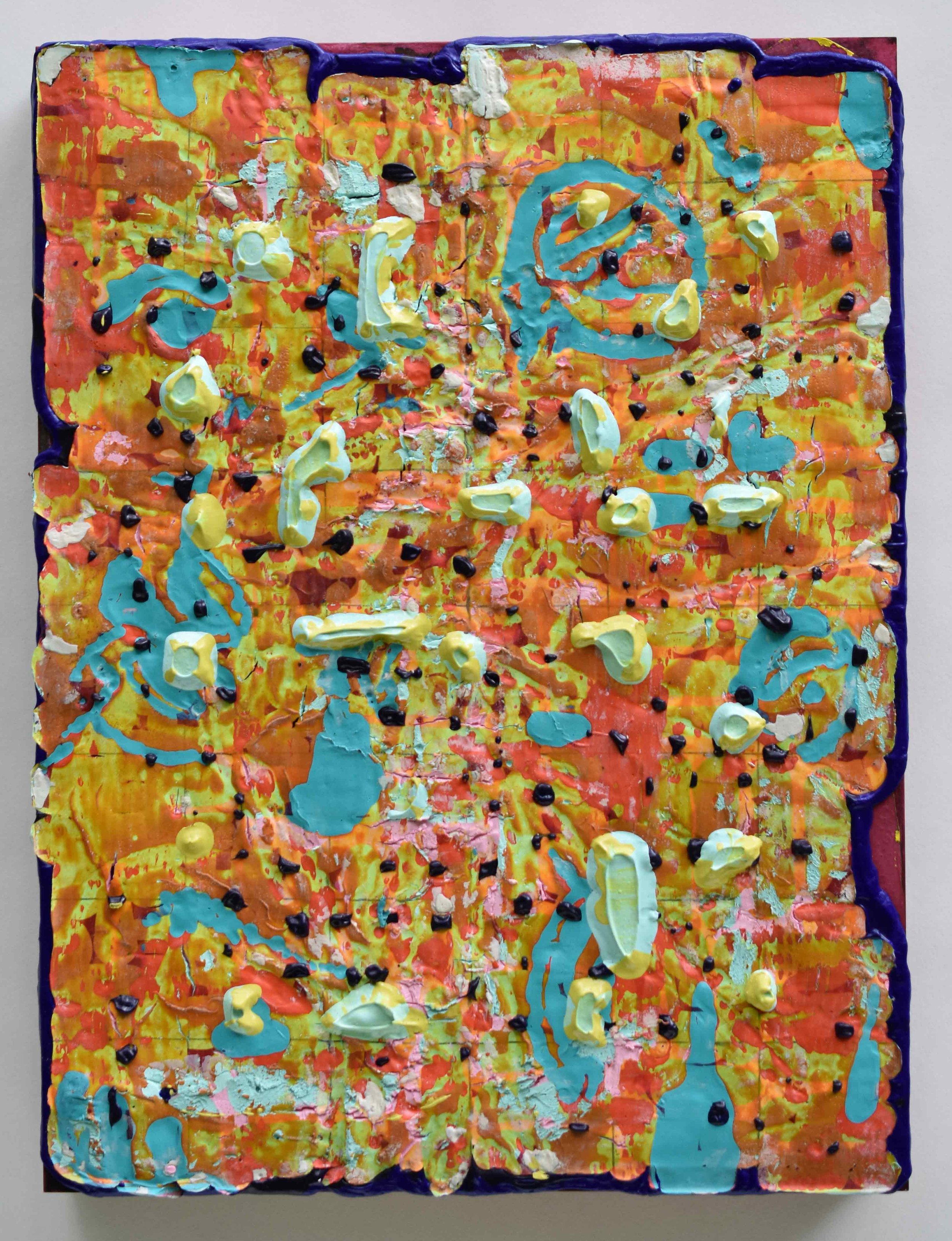 Pressed and Squeezed 1_25 2025 acrylic, clay slurry 16 × 12 × 2”