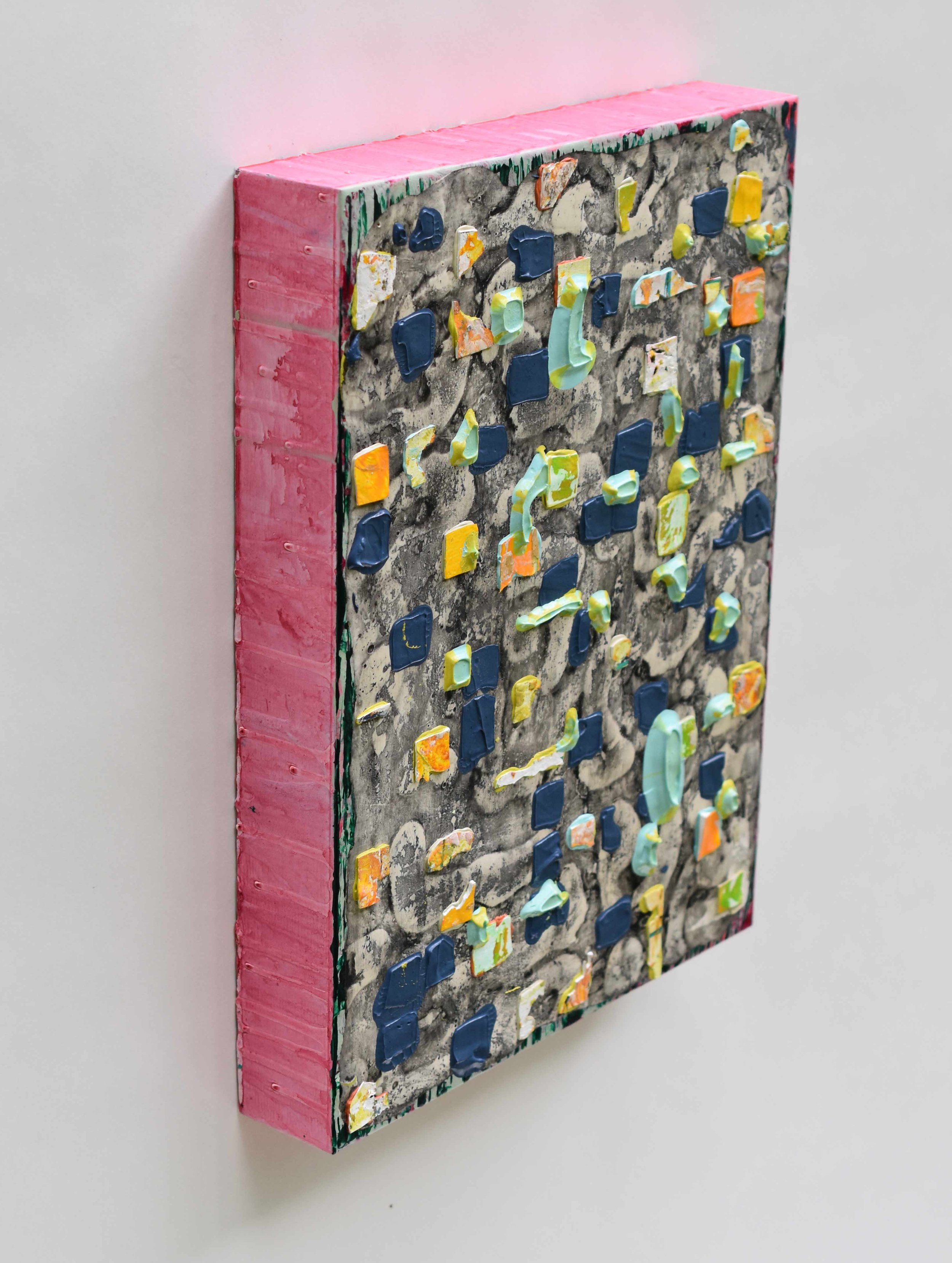 Pressed and Squeezed 3_25 2025 acrylic, clay slurry 16 × 12 × 2”