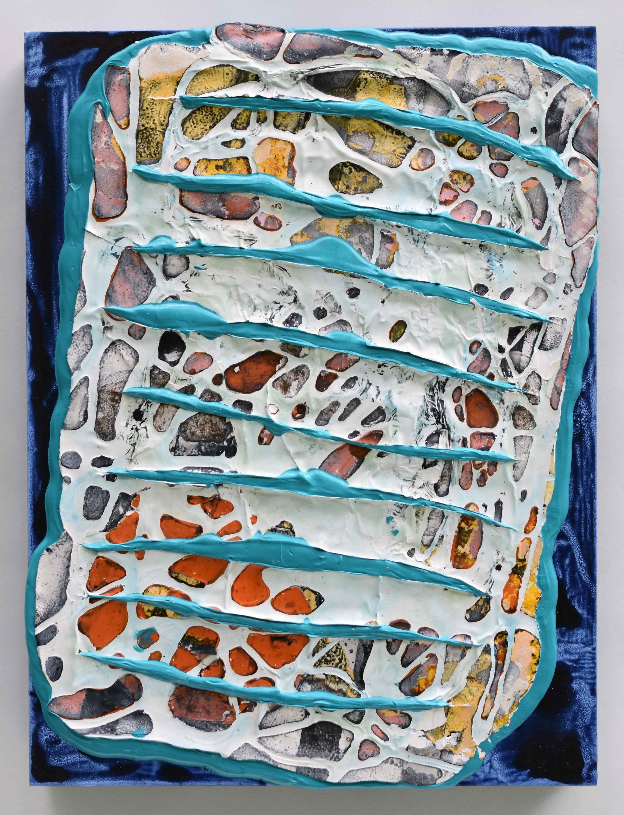Pressed and Squeezed 5_24 2024 acrylic, clay slurry 16 × 12 × 2”