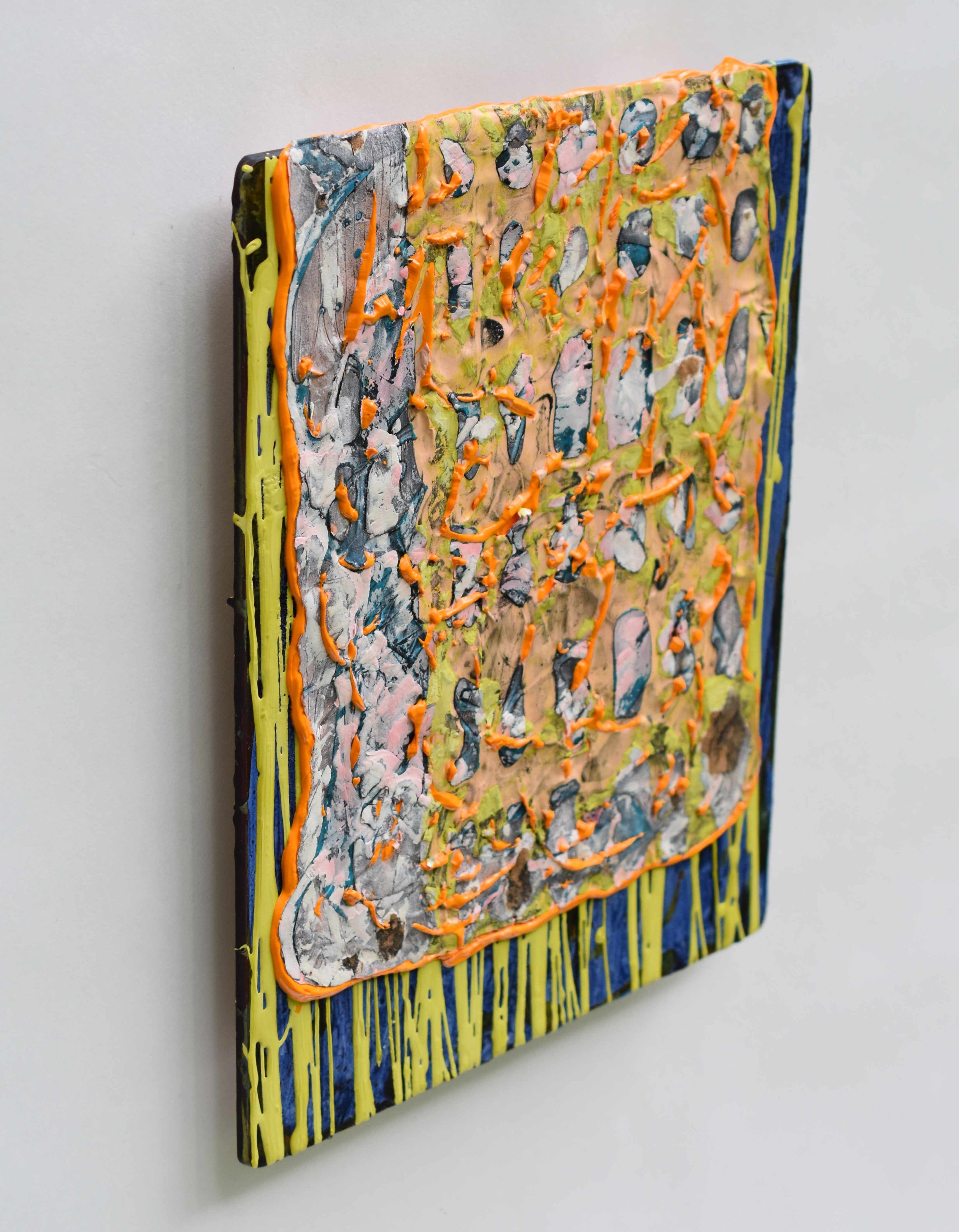 Pressed and Squeezed 3_24 2025 acrylic, clay slurry 14 × 11”