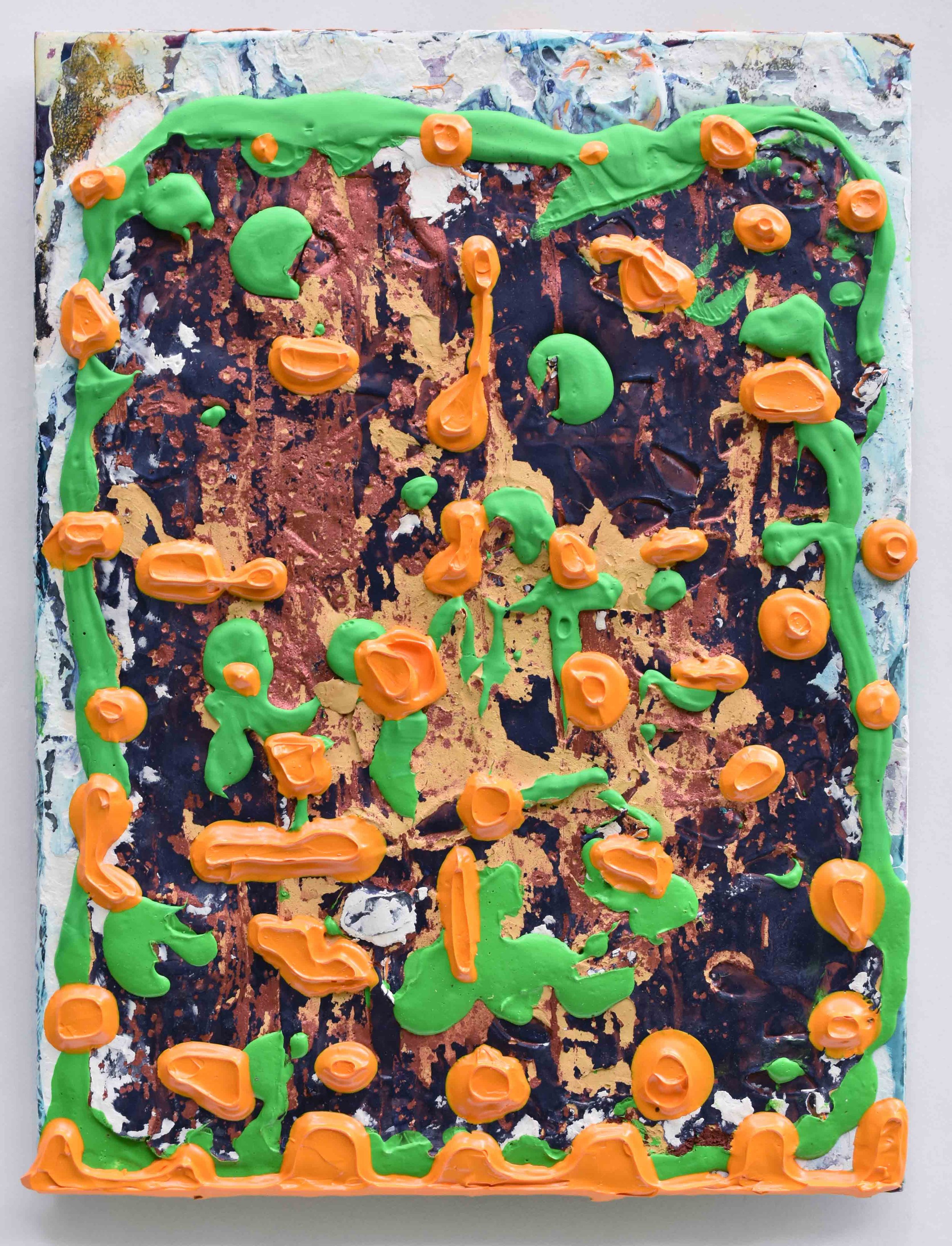 Pressed and Squeezed 3_25 2025 acrylic, clay slurry 16 × 12 × 2”