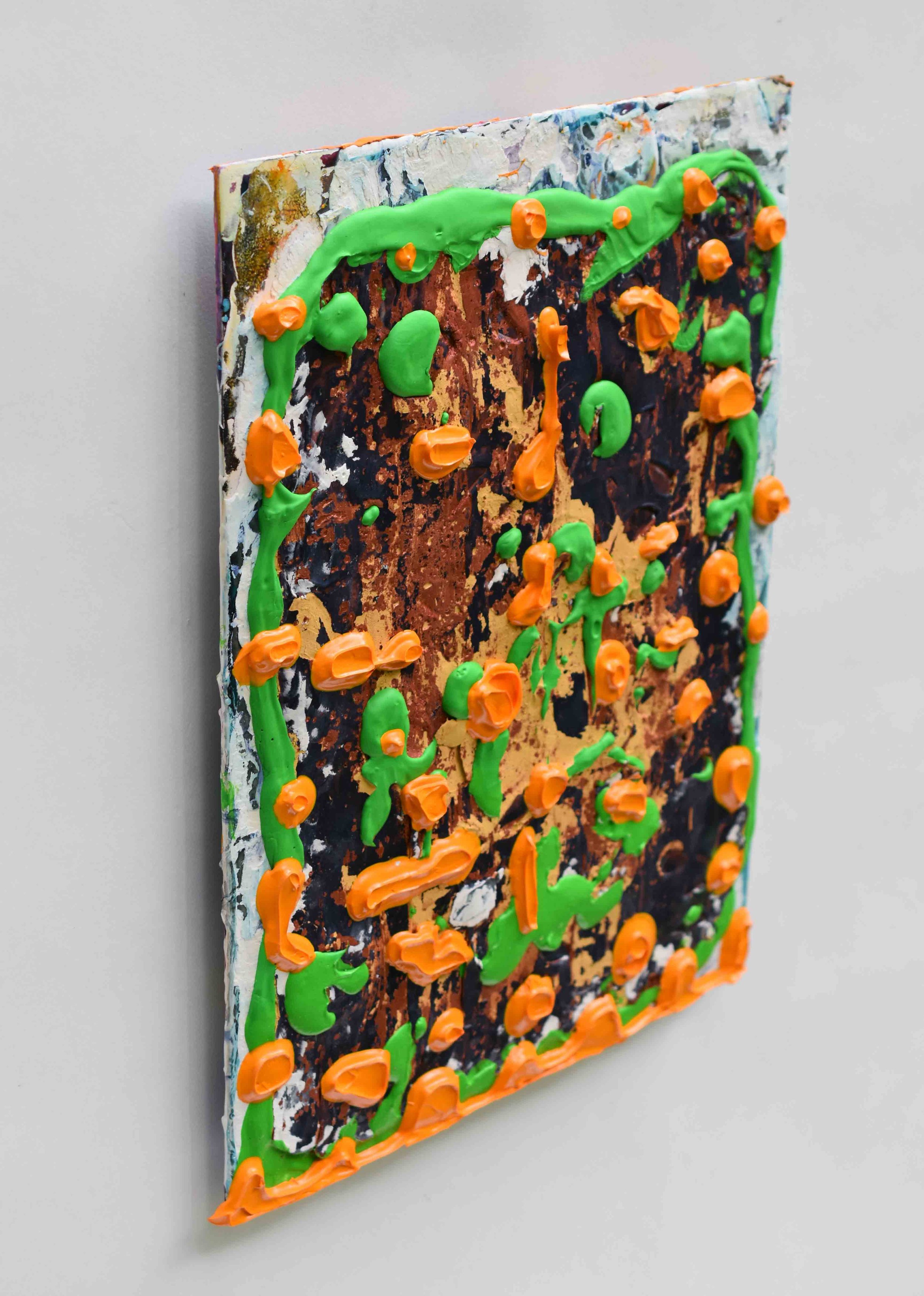 Pressed and Squeezed 3_25 2025 acrylic, clay slurry 16 × 12 × 2”
