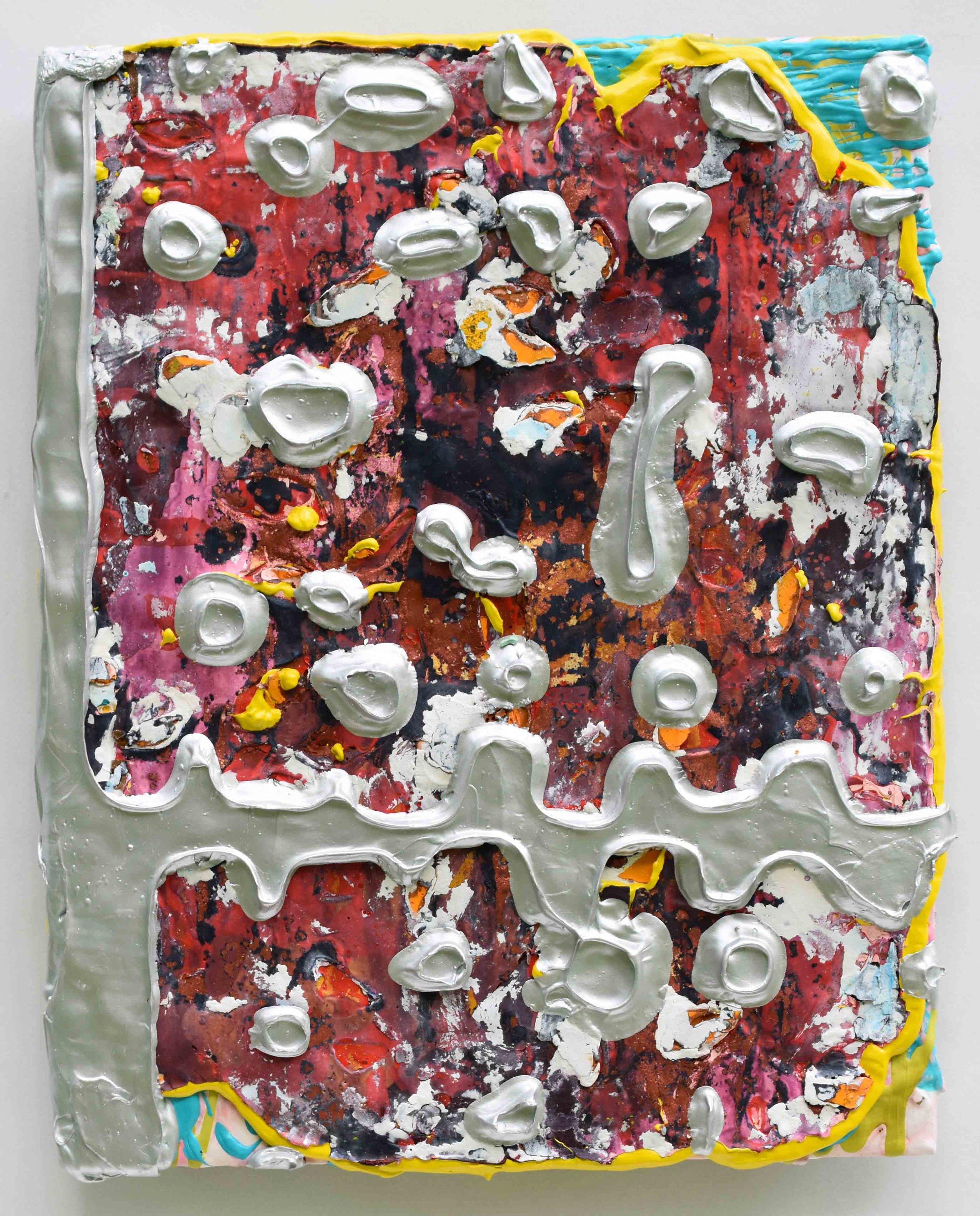 Pressed and Squeezed 2_25 2025 acrylic, clay slurry 14 ×11”